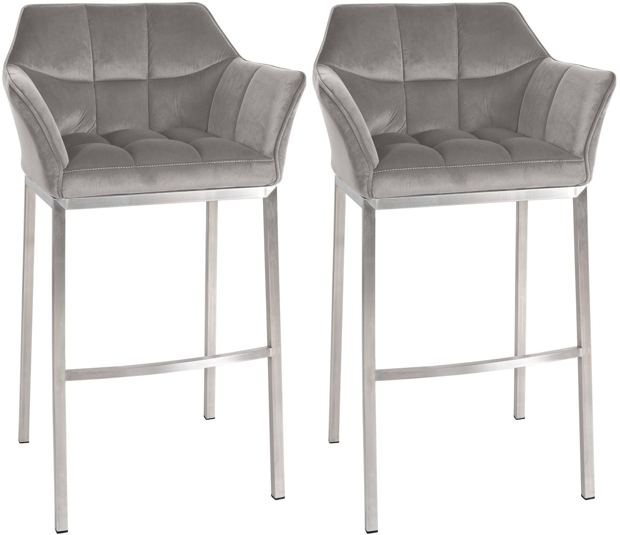2-delige set barkrukken Damaso fluweel met 4-poots frame