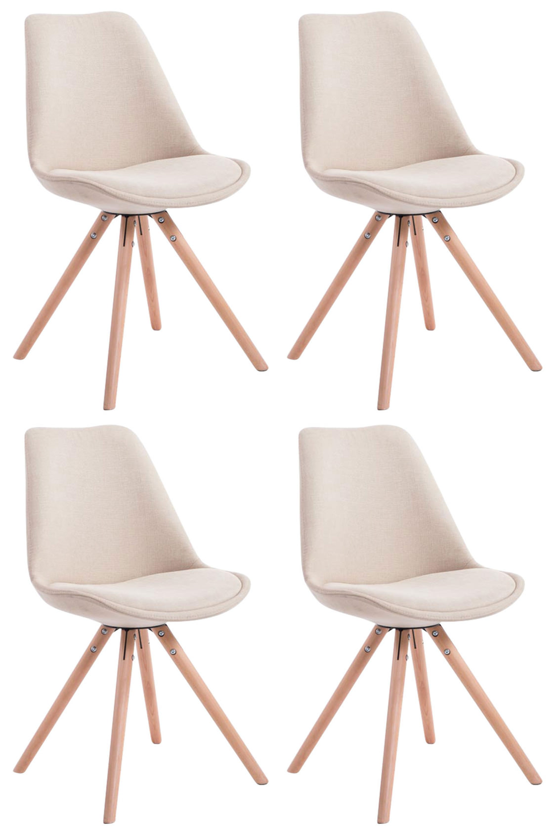 Set van 4 eetkamerstoelen Toulouse stof rond