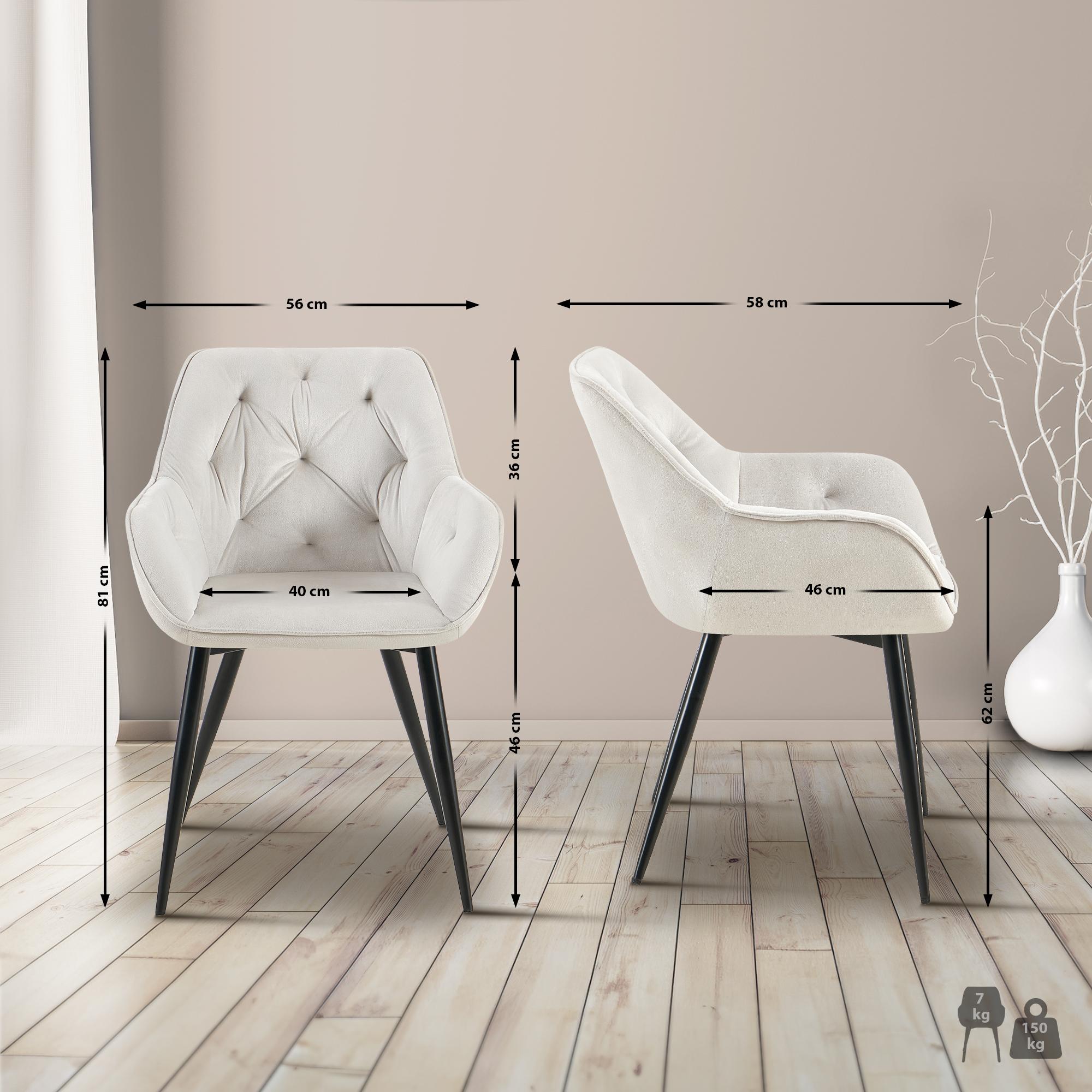 2-delige set eetkamerstoelen Cassis fluwelen bekleding