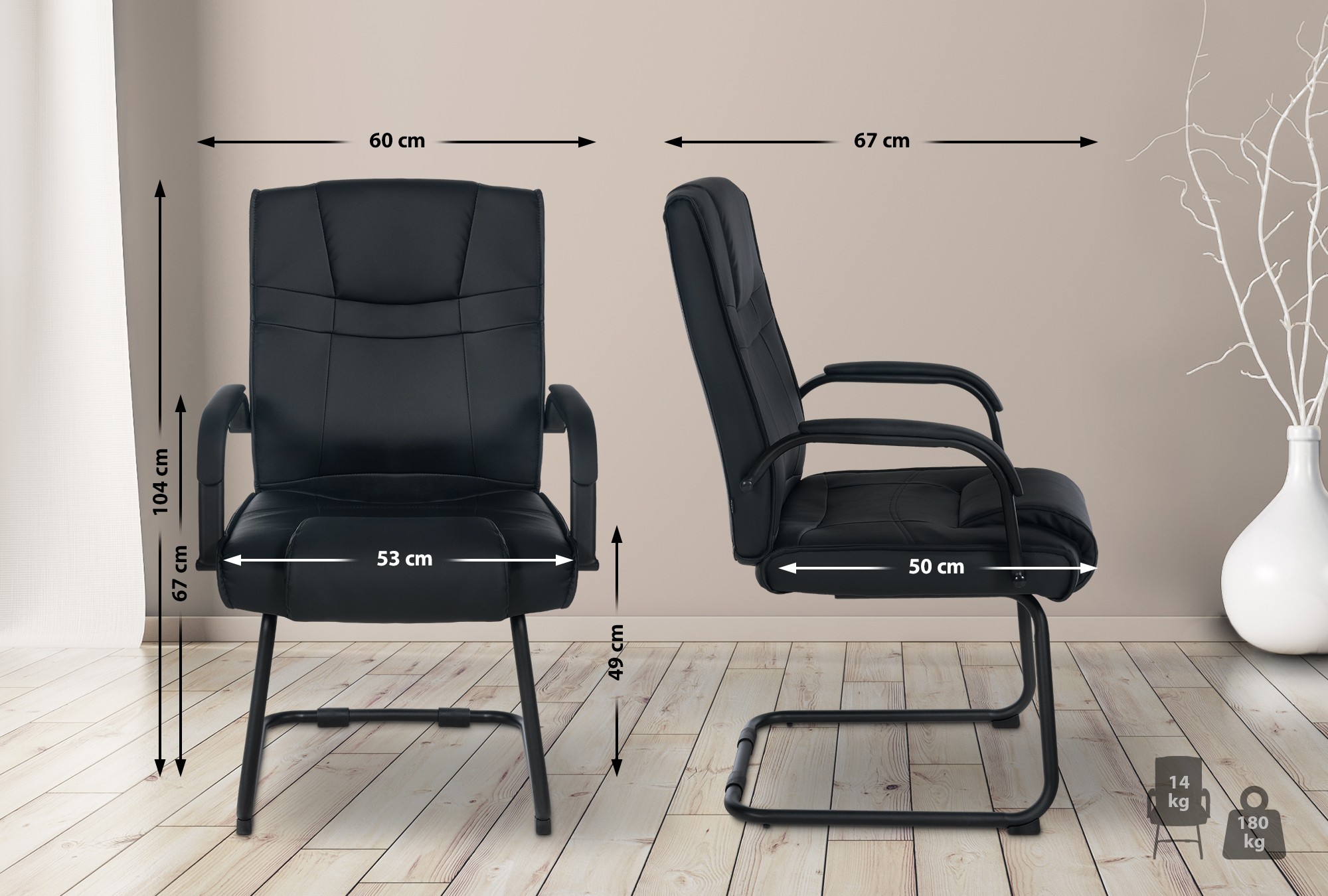 Set van 2 Eetkamerstoelen Attila Kunstleer