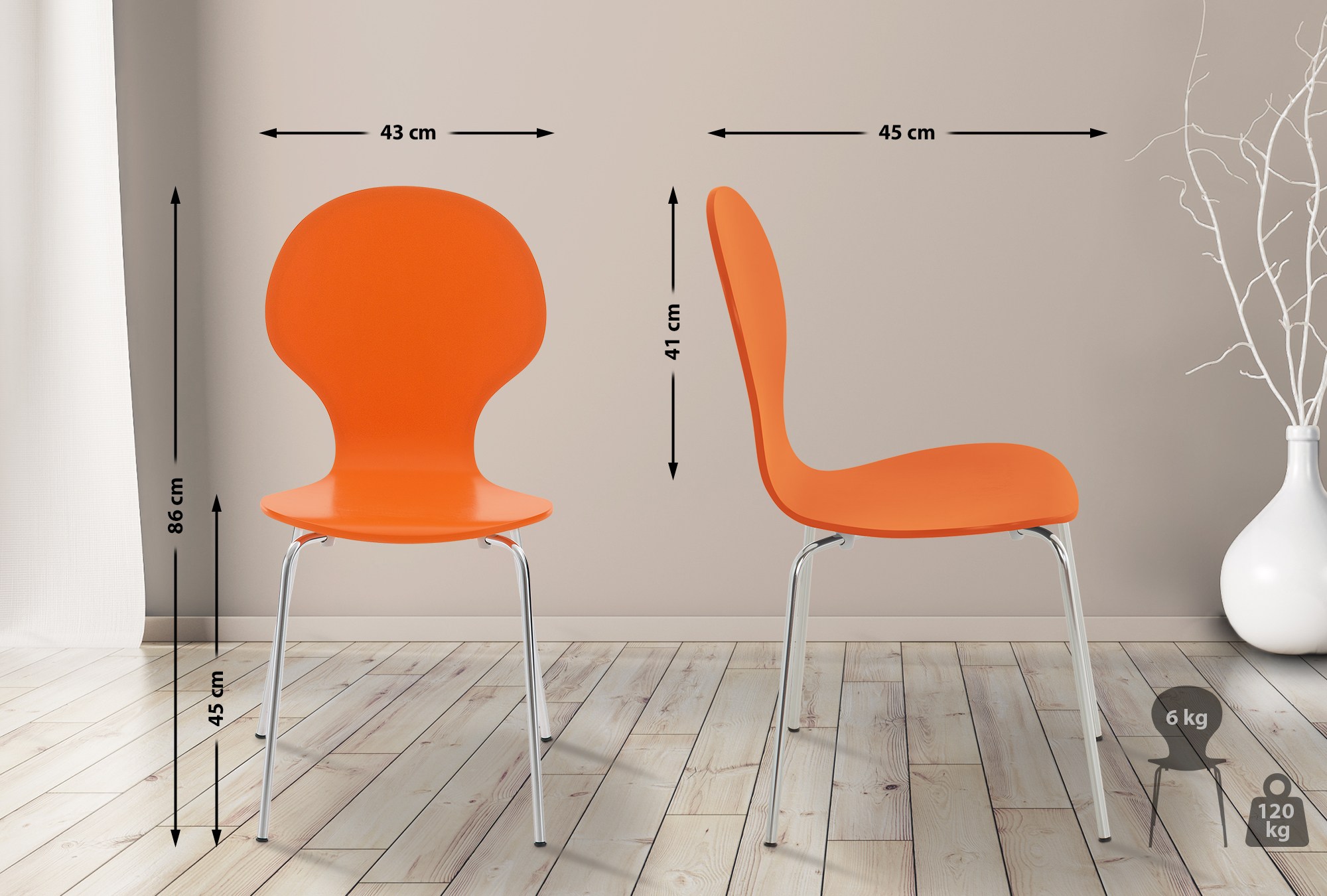 Set van 16 bezoekersstoelen Diego