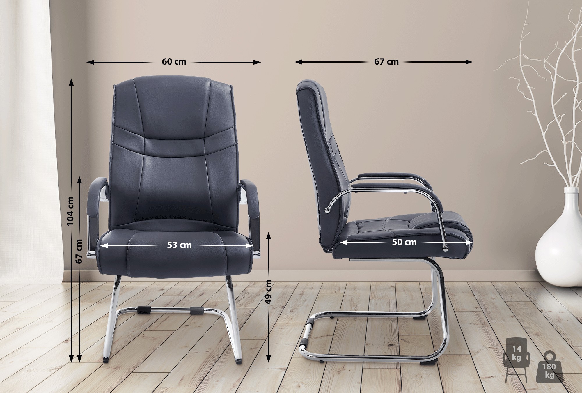 Set van 2 Eetkamerstoelen Attila Kunstleer