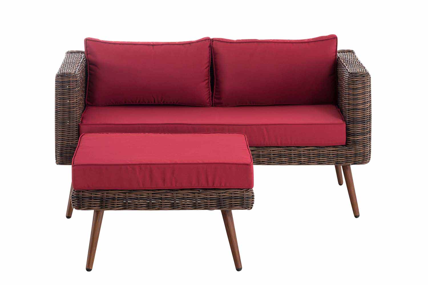2-zitsbank Molde - met voetenbank - 5 mm rond polyrattan Bruin gemeleerd