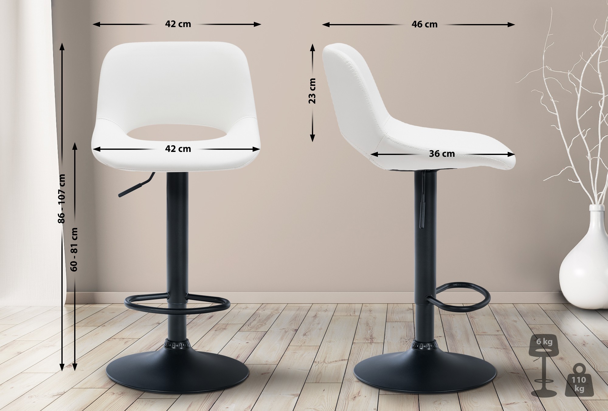 Set van 2 barkrukken Camden kunstleer