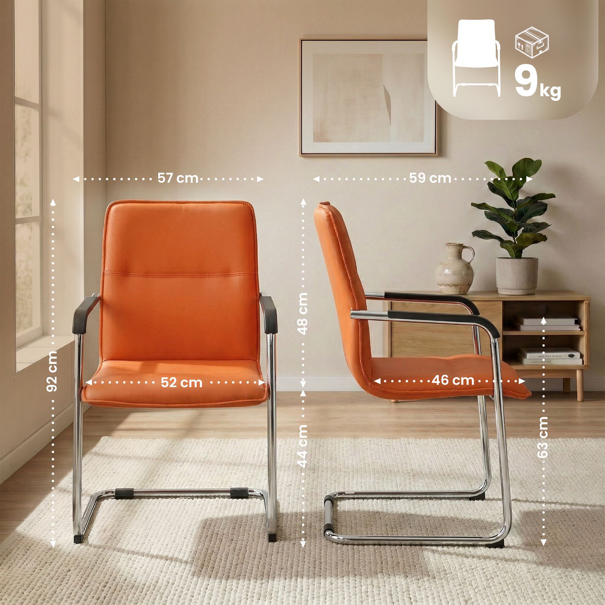 2-delige set sledestoelen Seattle van kunstleer
