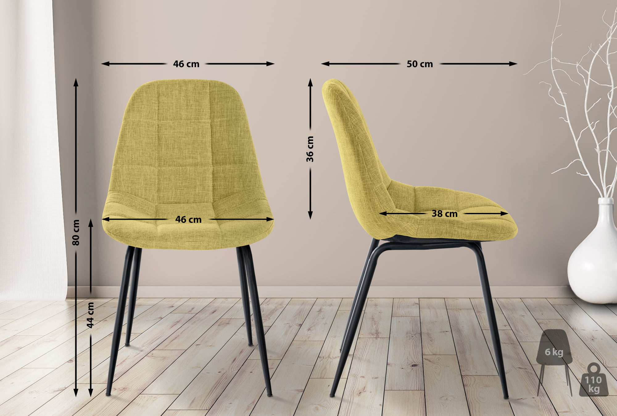 Set van 2 Eetkamerstoelen Tom