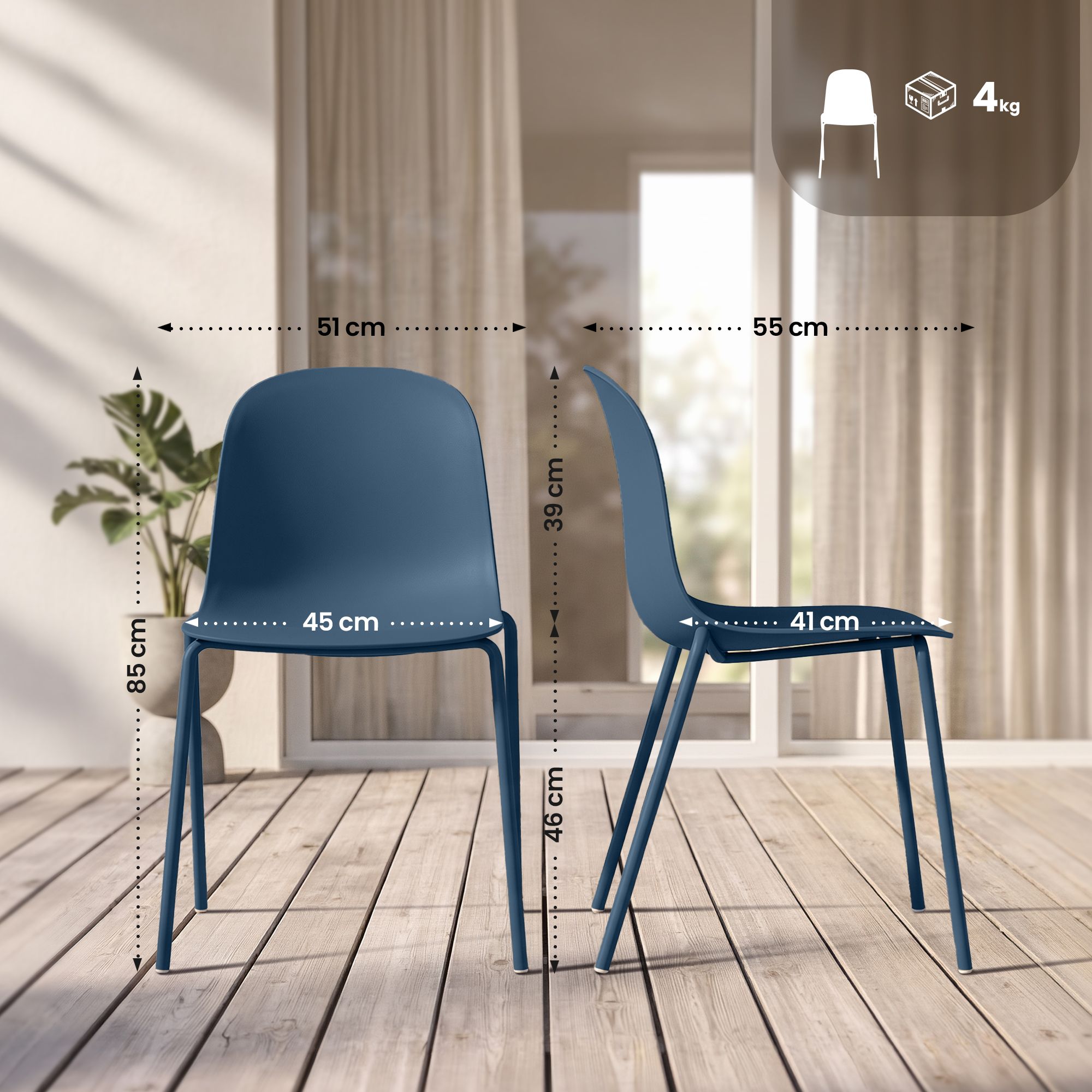 Set van 4 stapelstoelen Hardin