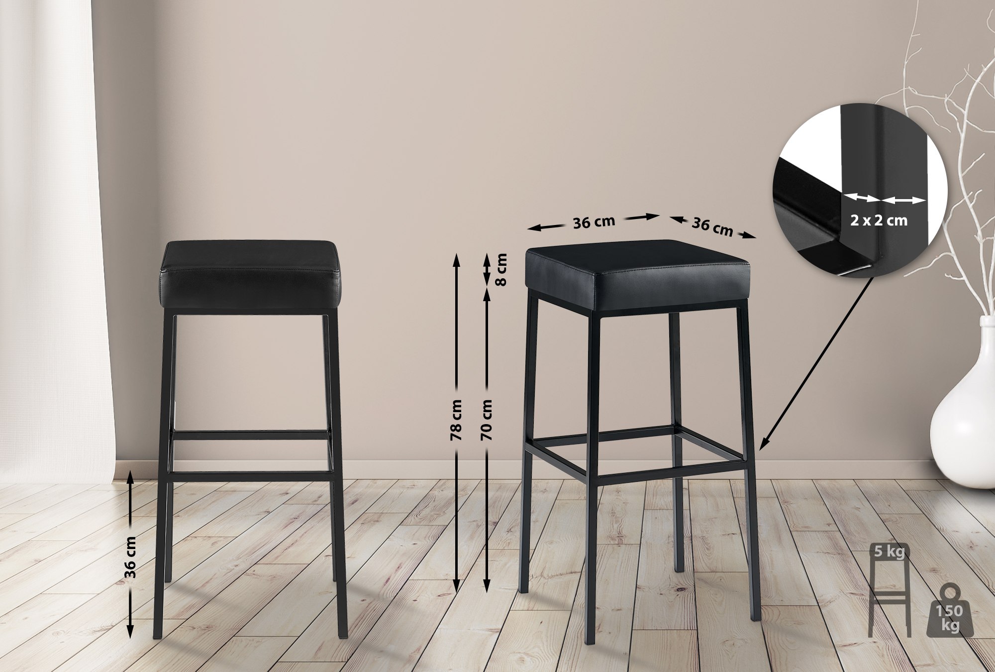 Barkruk Montreal kunstleer bekleding