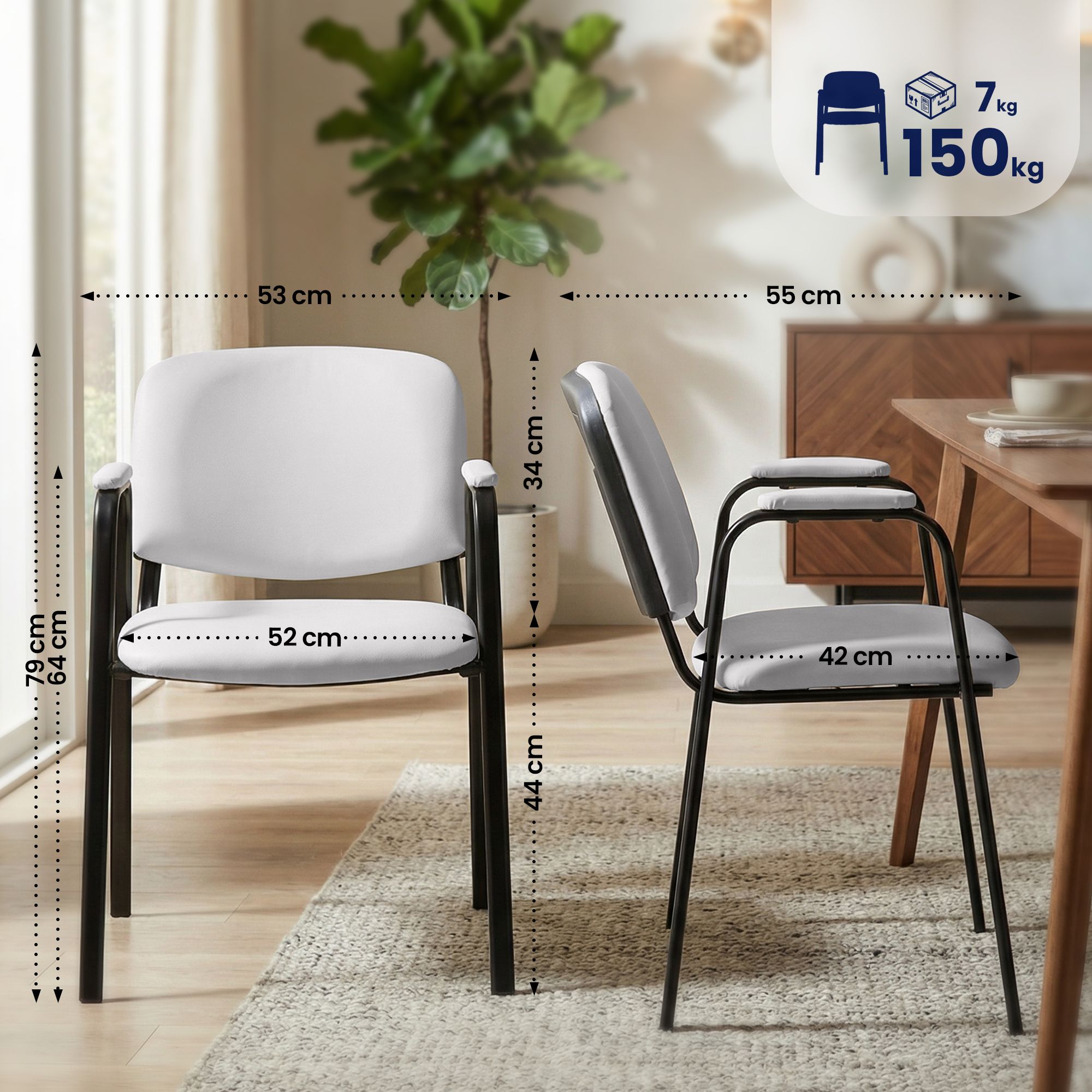 Set van 4 stapelstoelen Ken Pro kunstleer