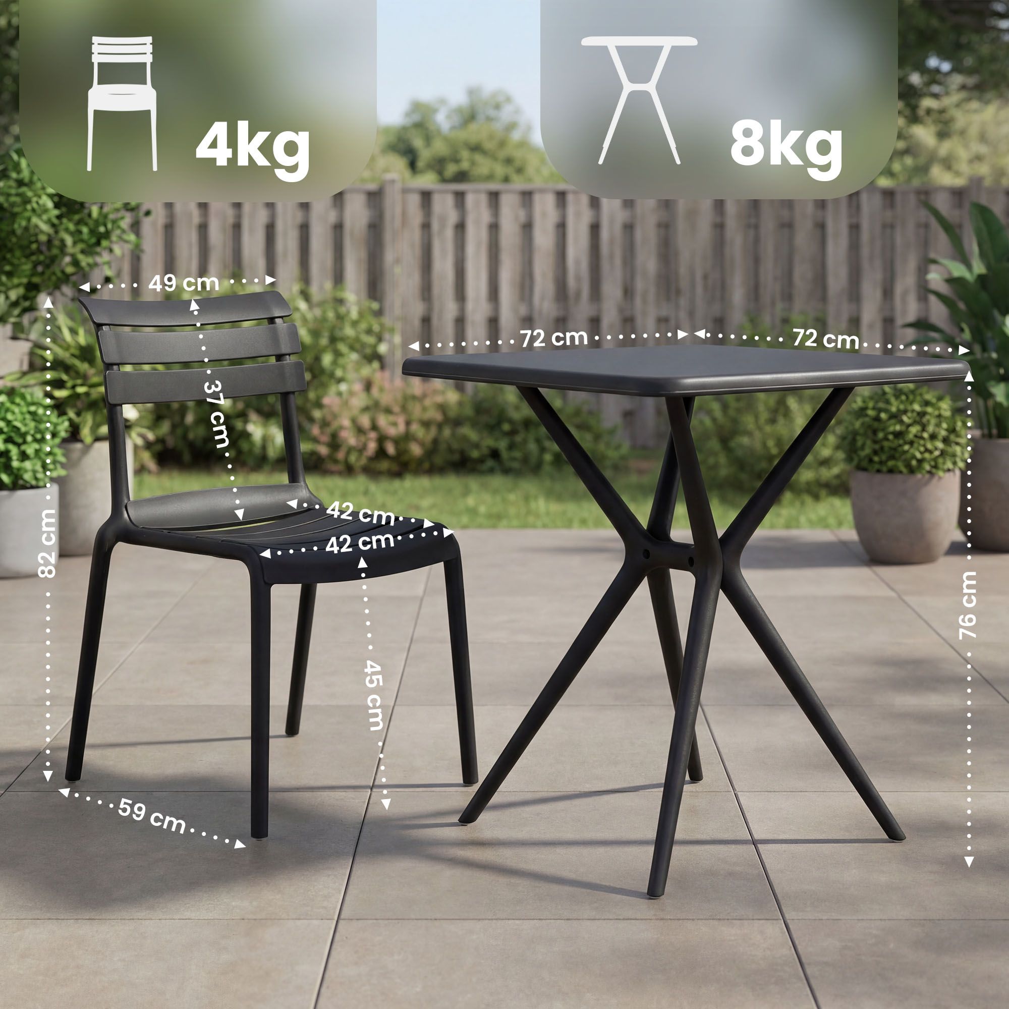 Tuinmeubelset Vela met 4 Stoelen