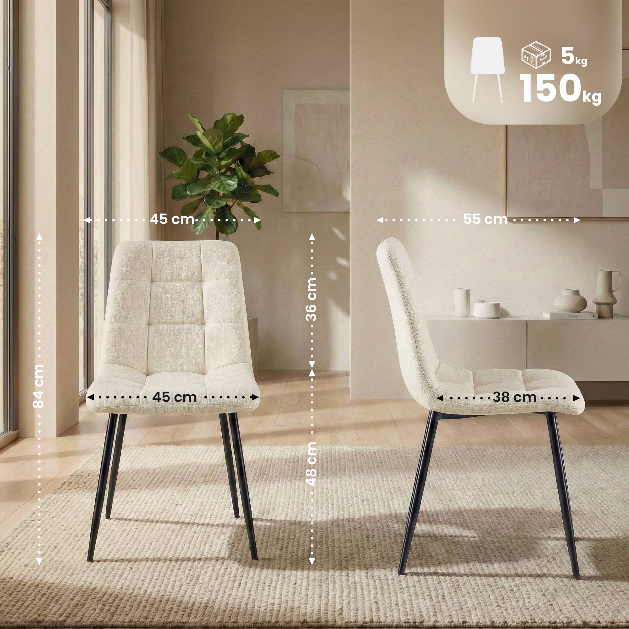 Set van 4 eetkamerstoelen Antibes stof