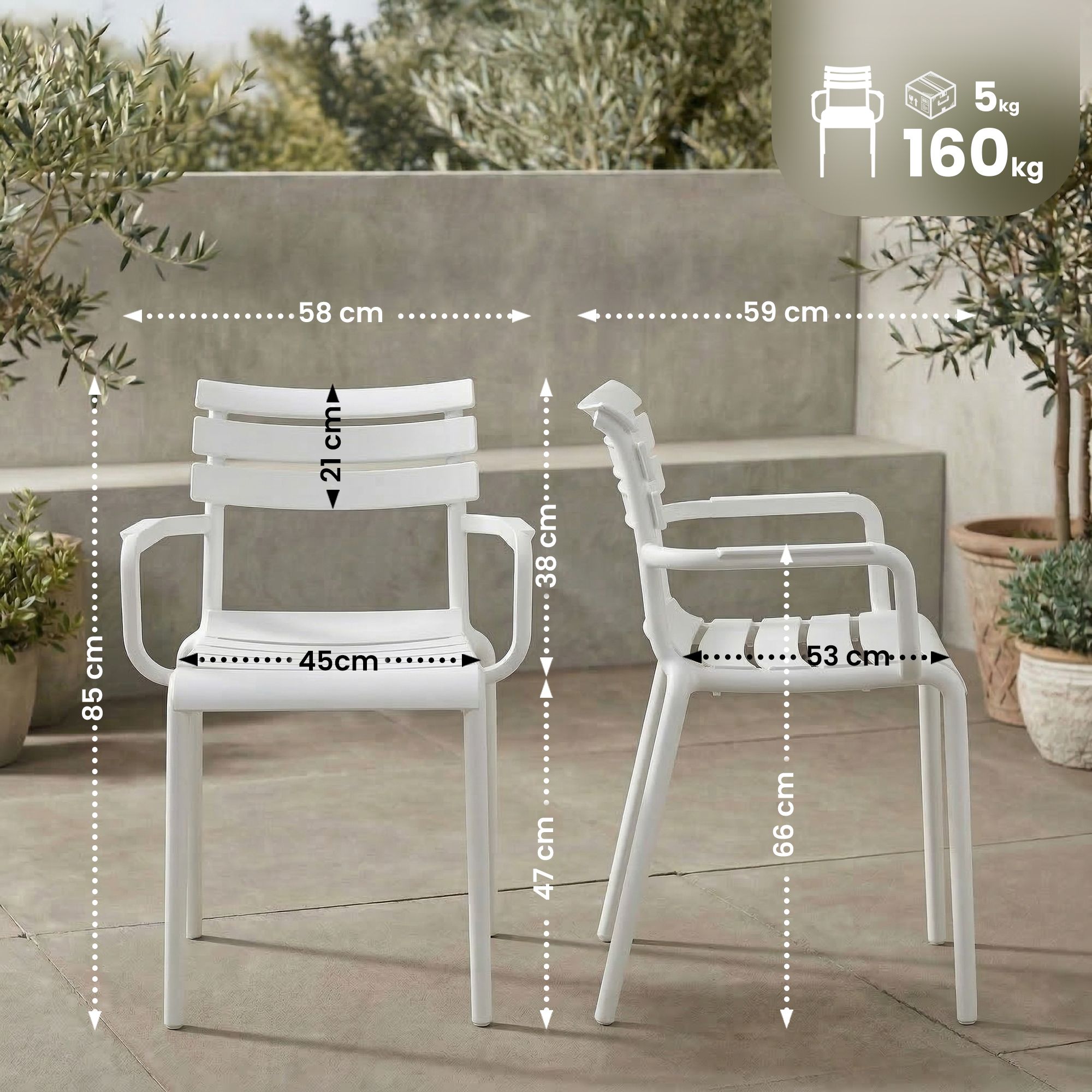 Set van 6 tuinstoelen Paris