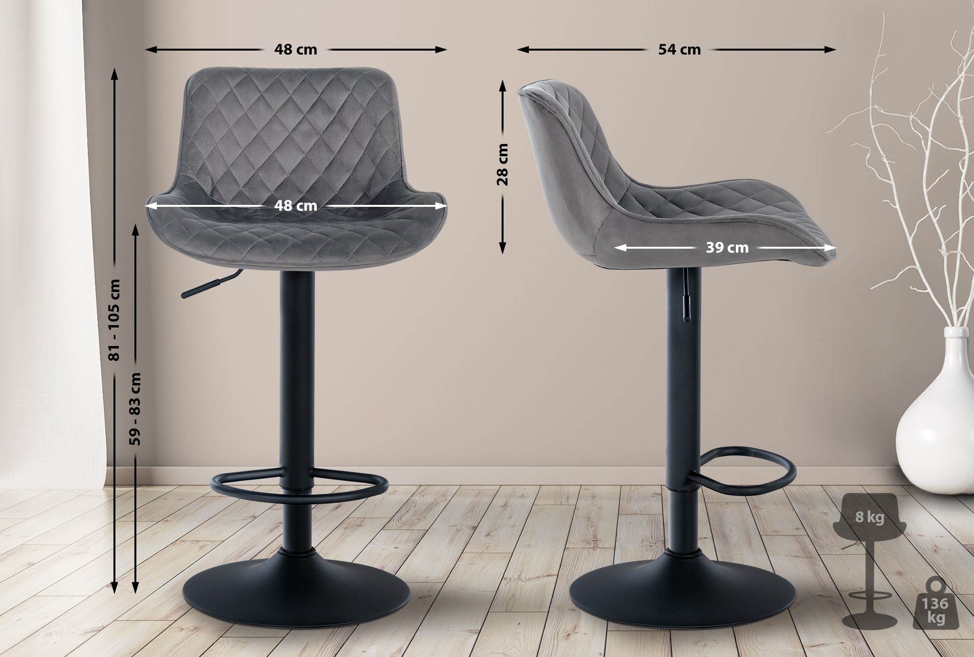 Set van 2 barkrukken Minosa