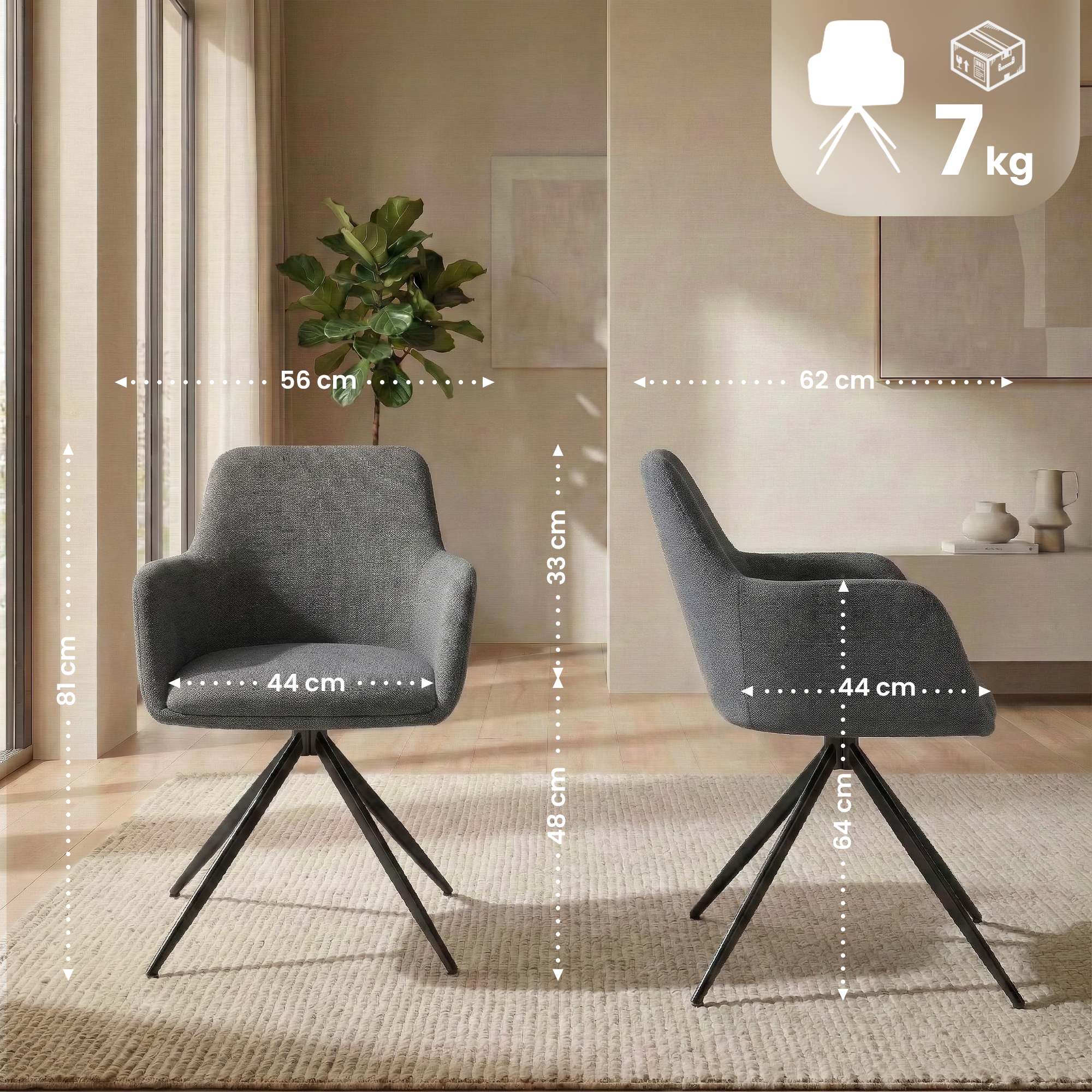 Set van 2 eetkamerstoelen Olema stof