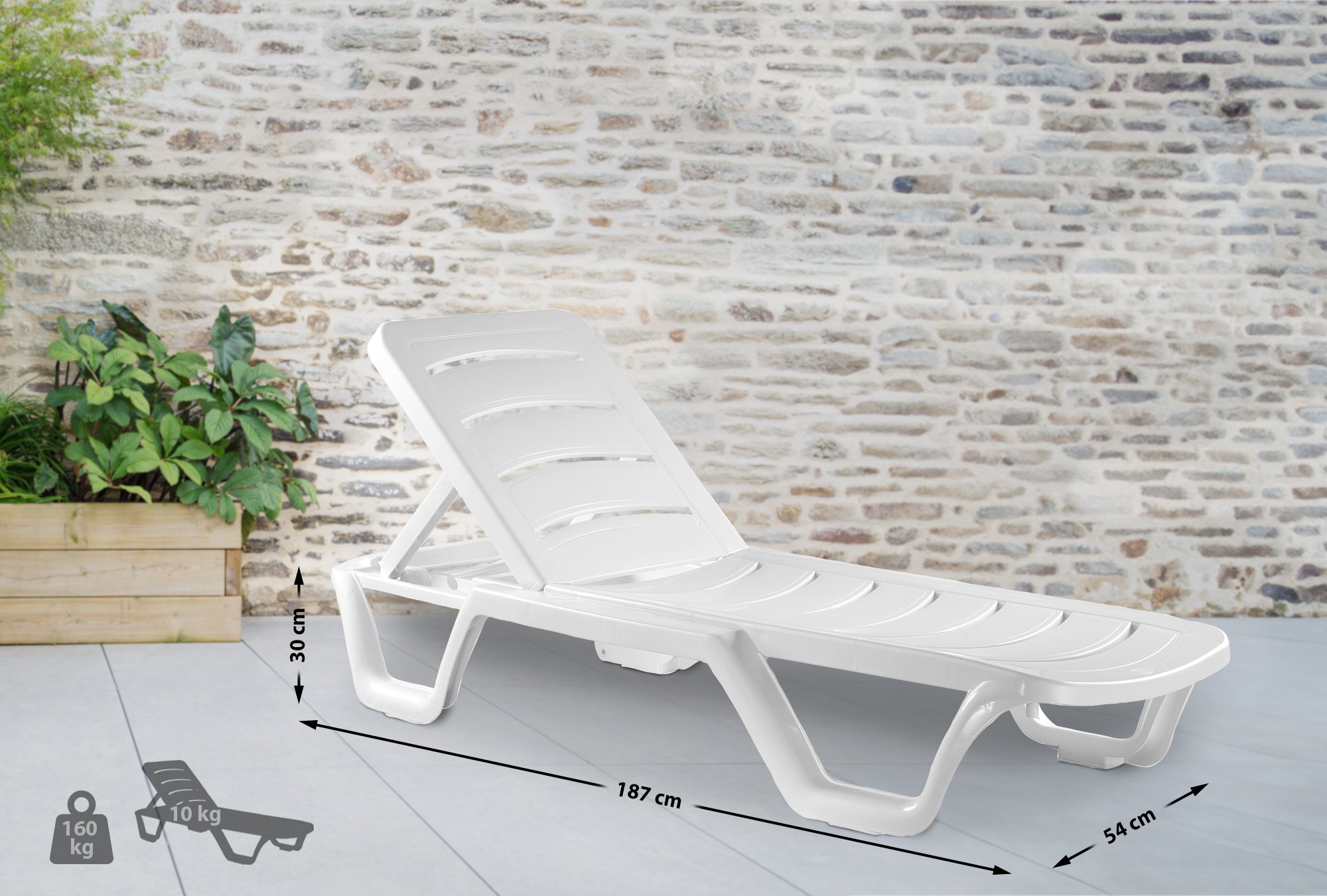 Set van 4 ligstoelen Bahama