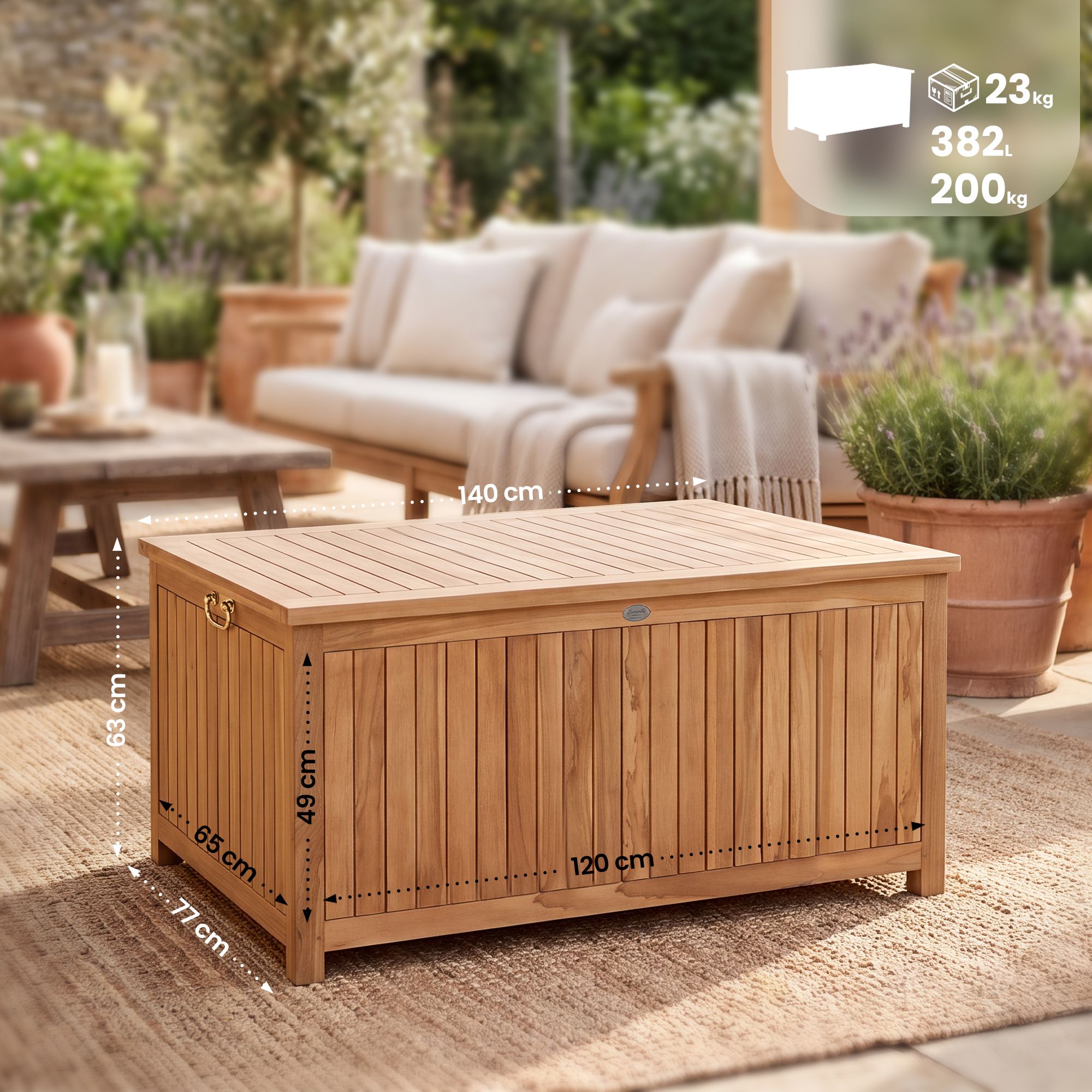 Teakhouten kussenbox Odessa