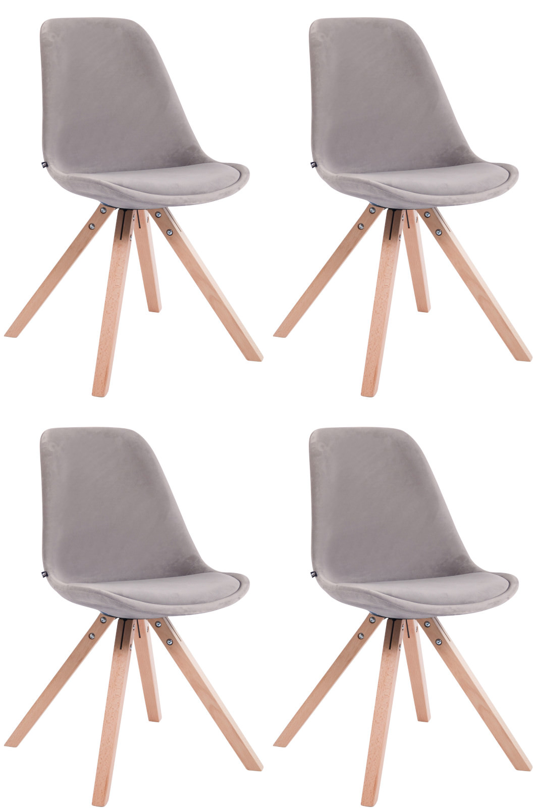 Set van 4 Stoelen Toulouse Vierkant frame - Fluweel