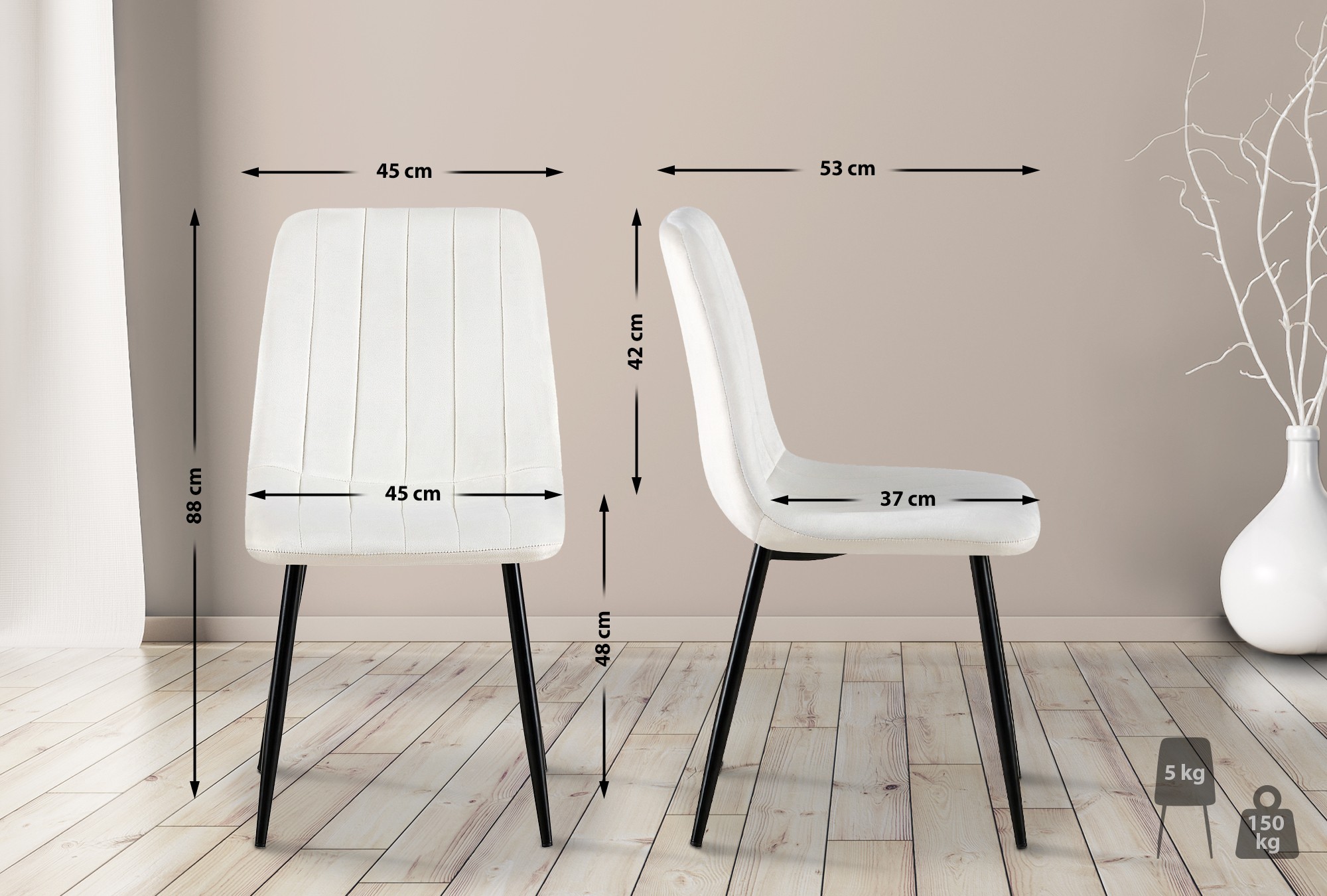 Set van 4 Dijon Eetkamerstoelen