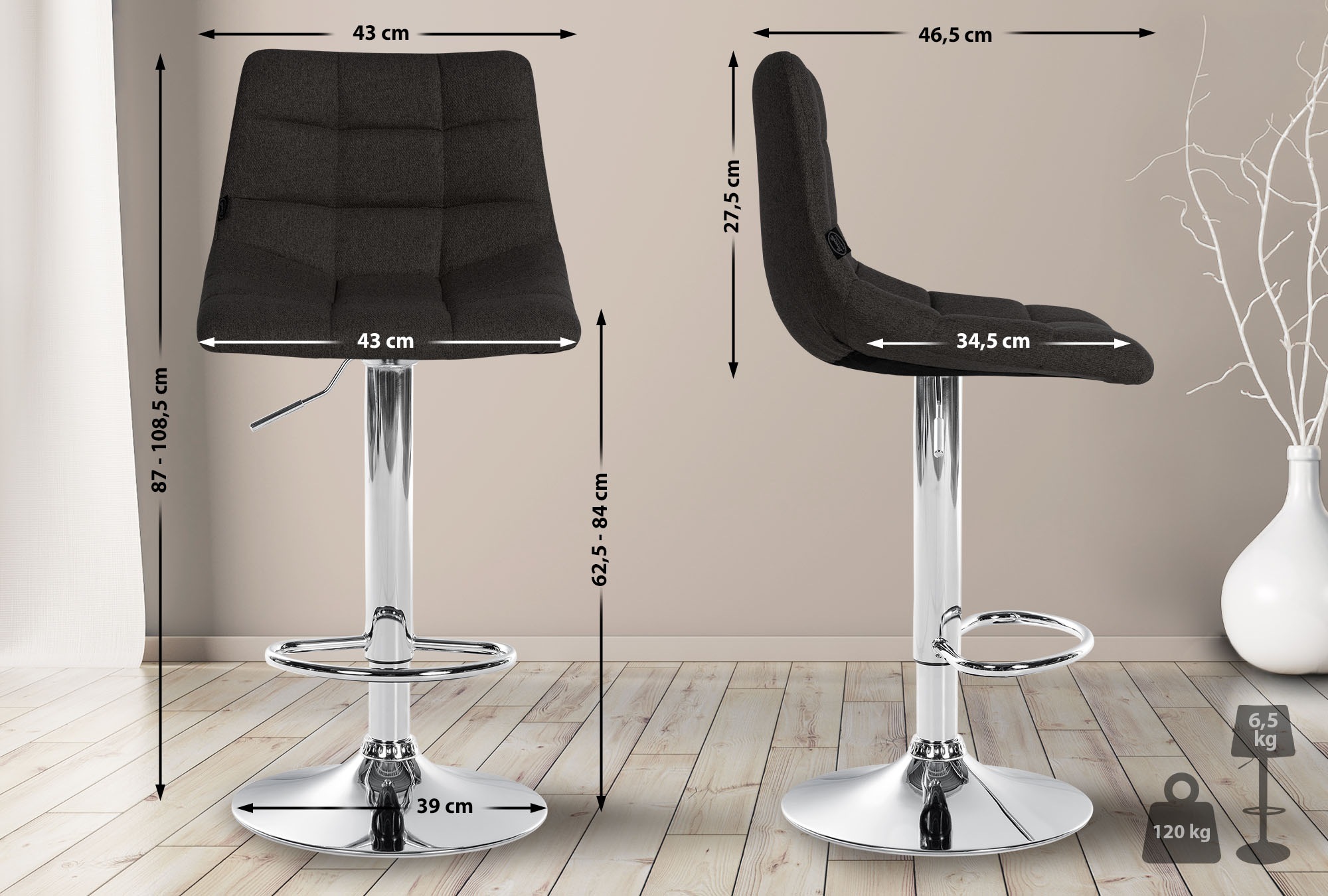 Set van 2 barkrukken Jerry stof