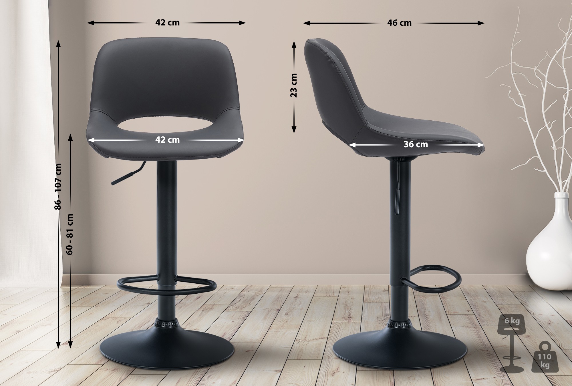 Set van 2 barkrukken Camden kunstleer