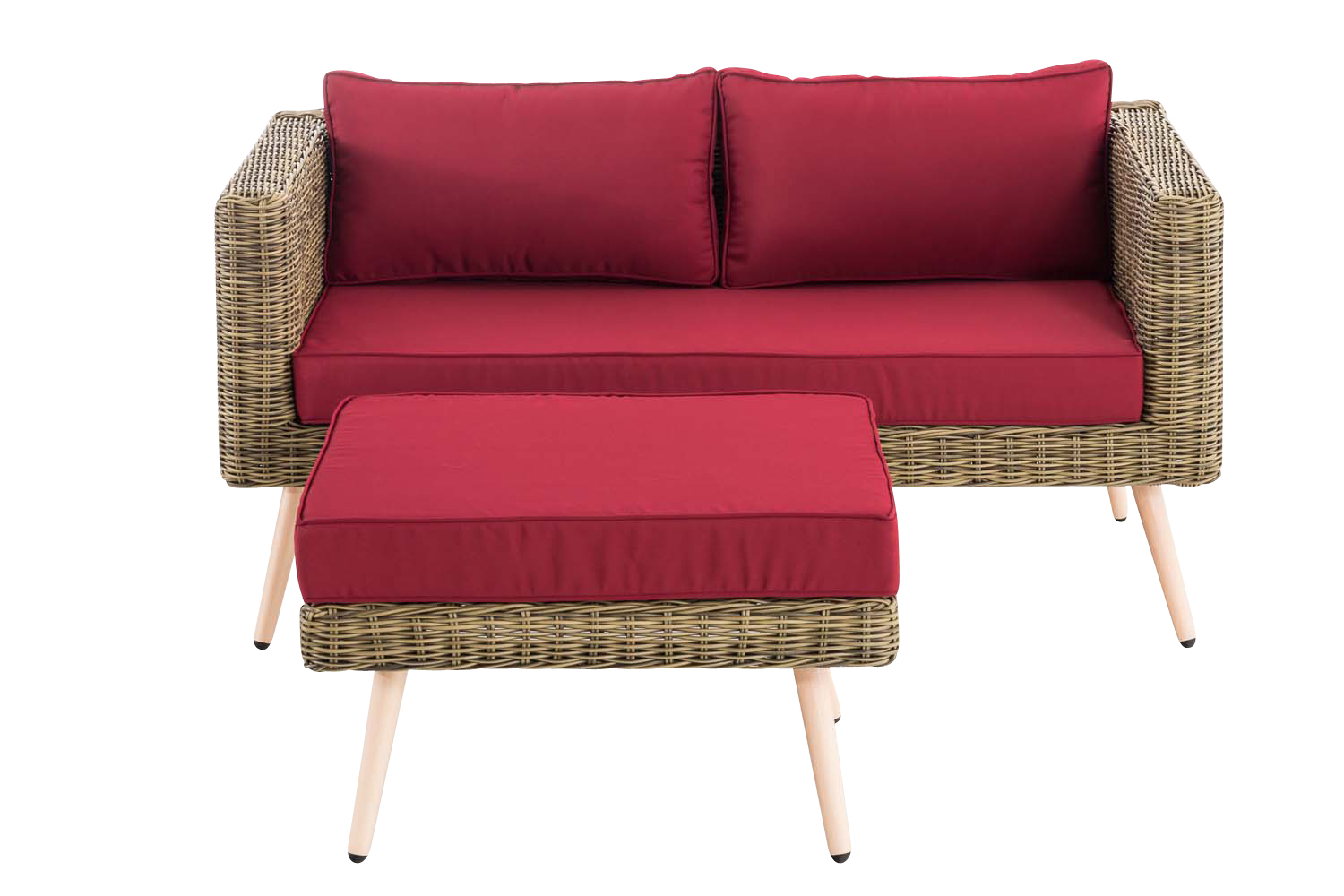 2-zitsbank Molde - met voetenbank -  5 mm rond polyrattan natura