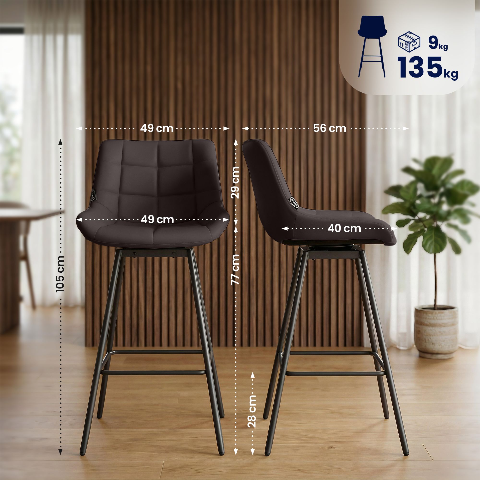Set van 4 barkrukken Weston, draaibaar