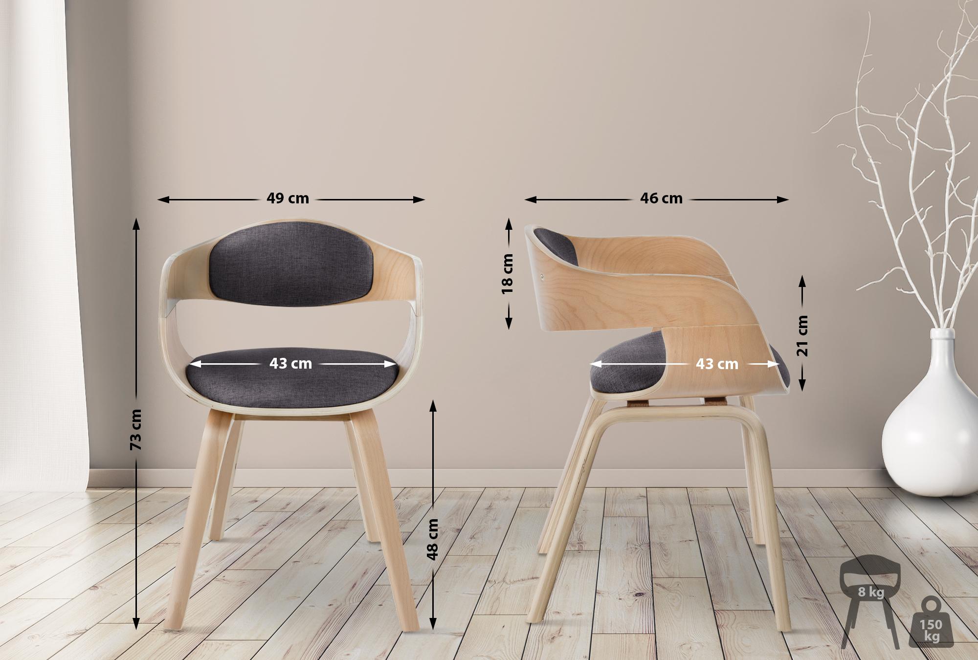 Set van 2 Kingston eetkamerstoelen Stof