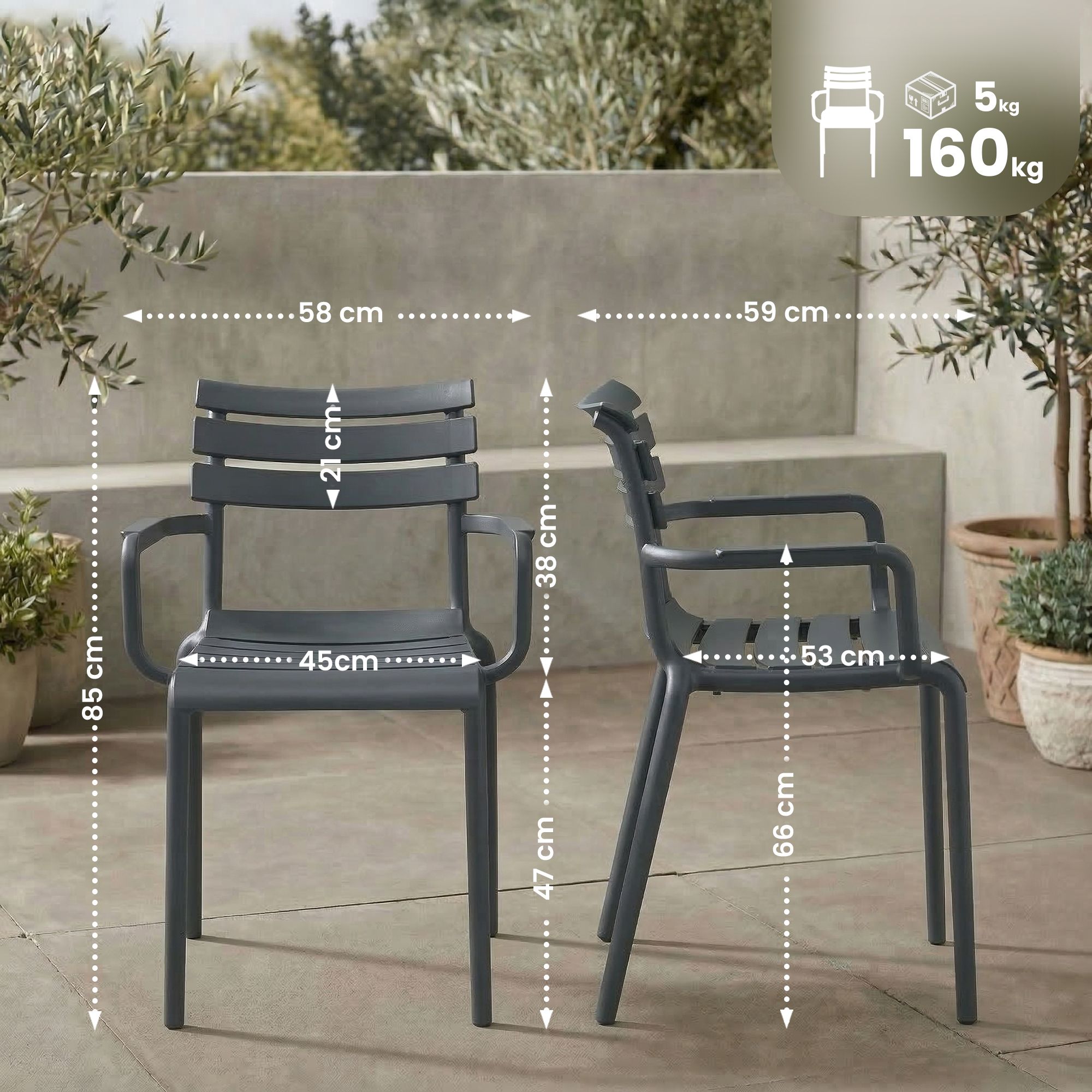 Set van 4 tuinstoelen Paris