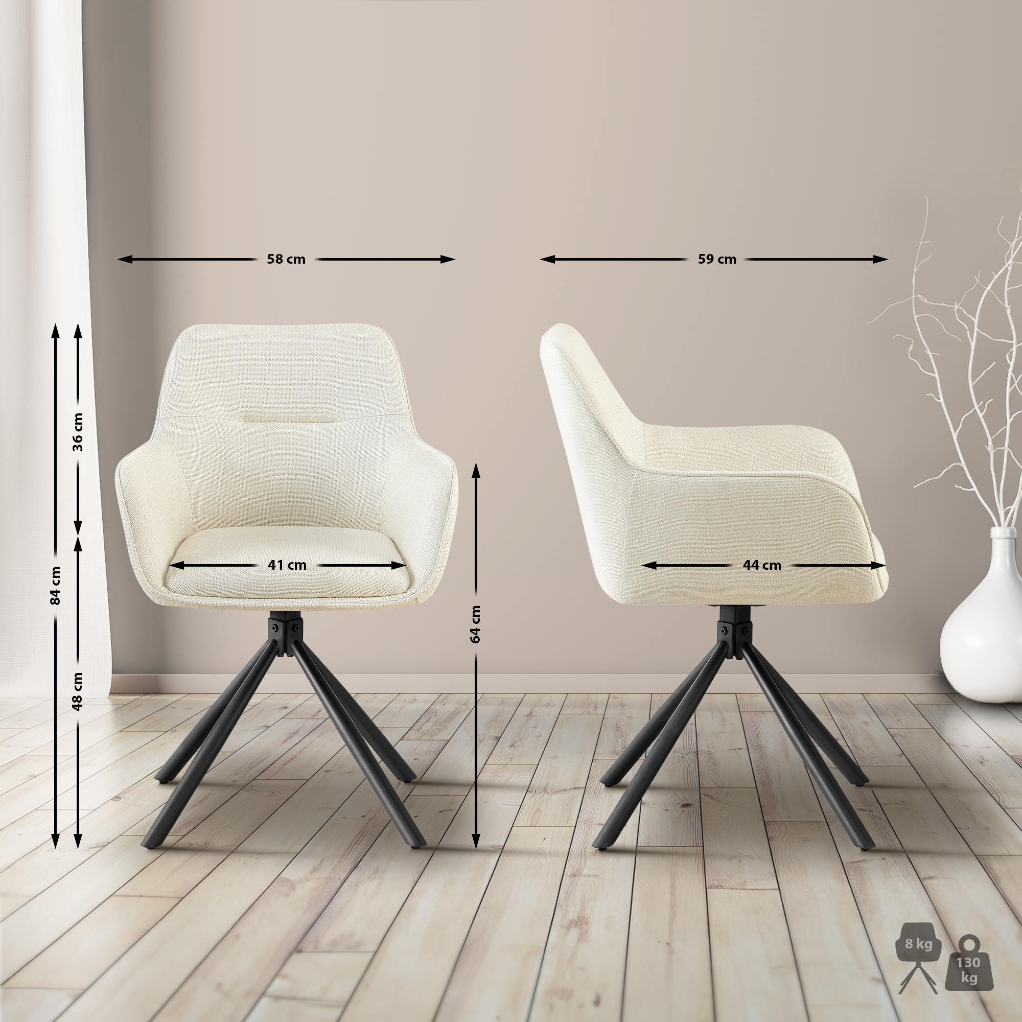 Set van 2 Eetkamerstoelen Tipton