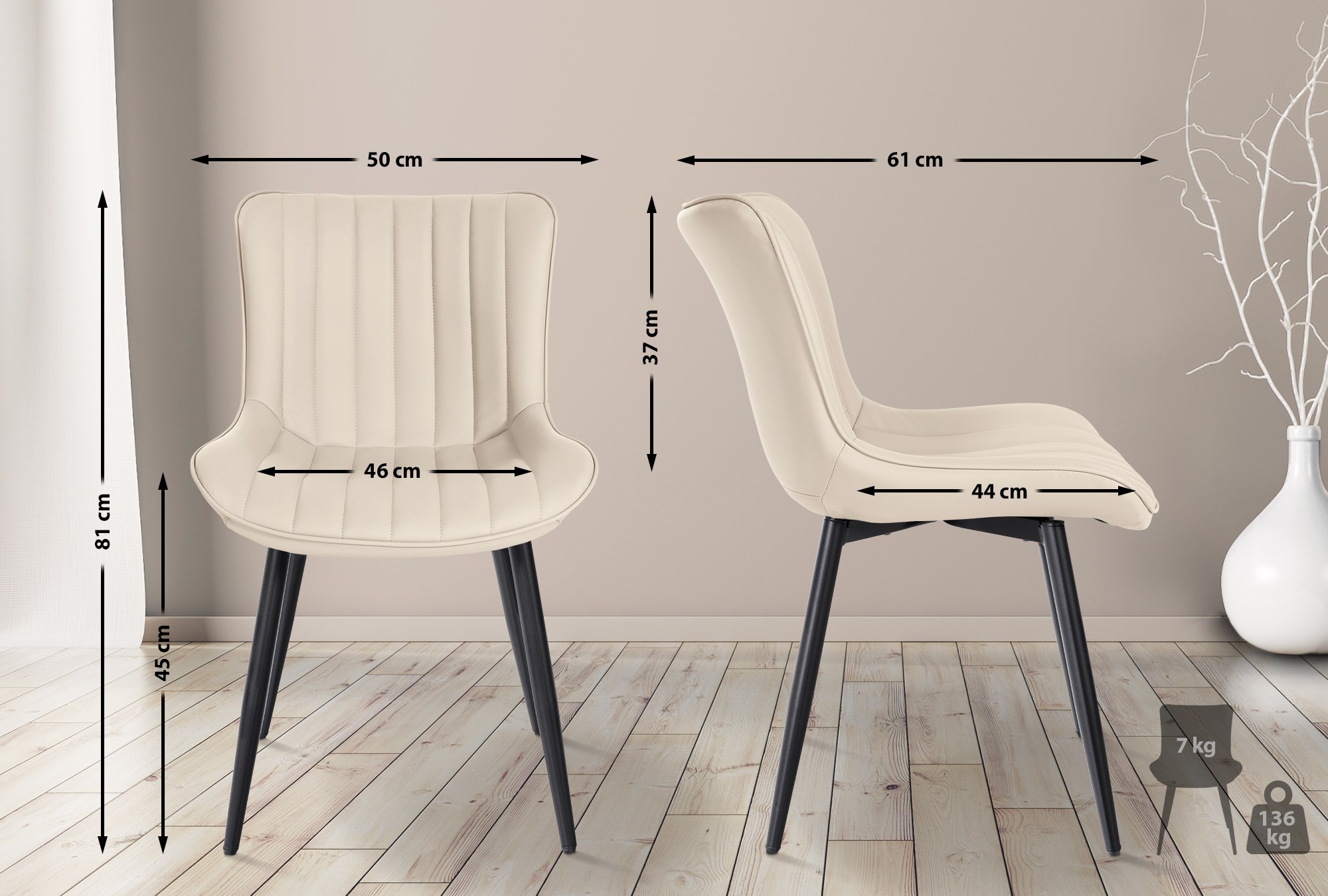 Set van 2 eetkamerstoelen Largo