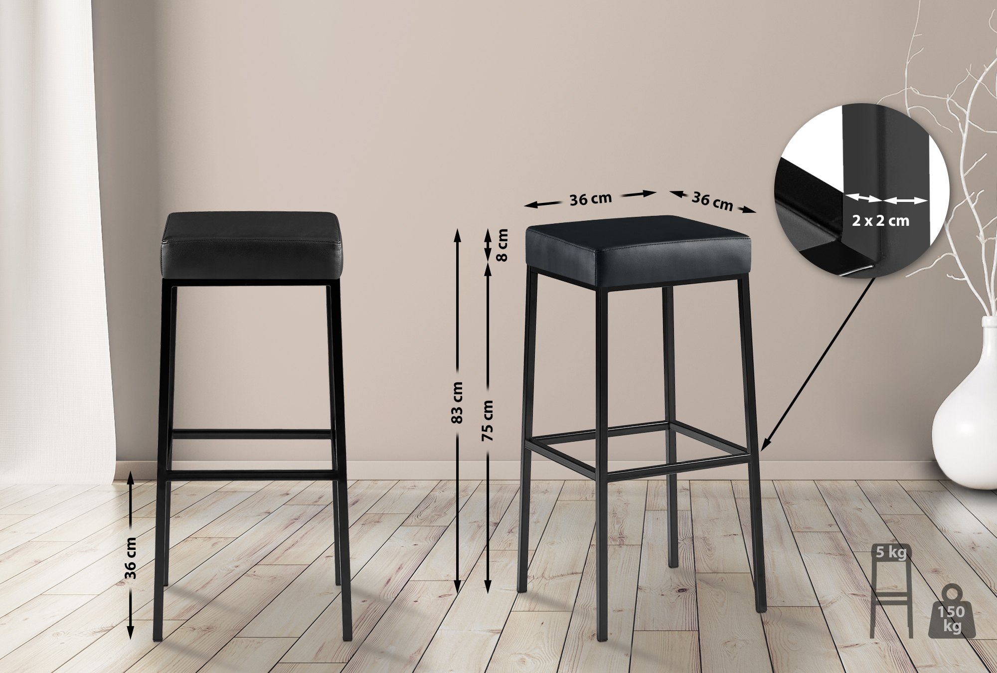 2x Barstoel Montreal Kunstleer