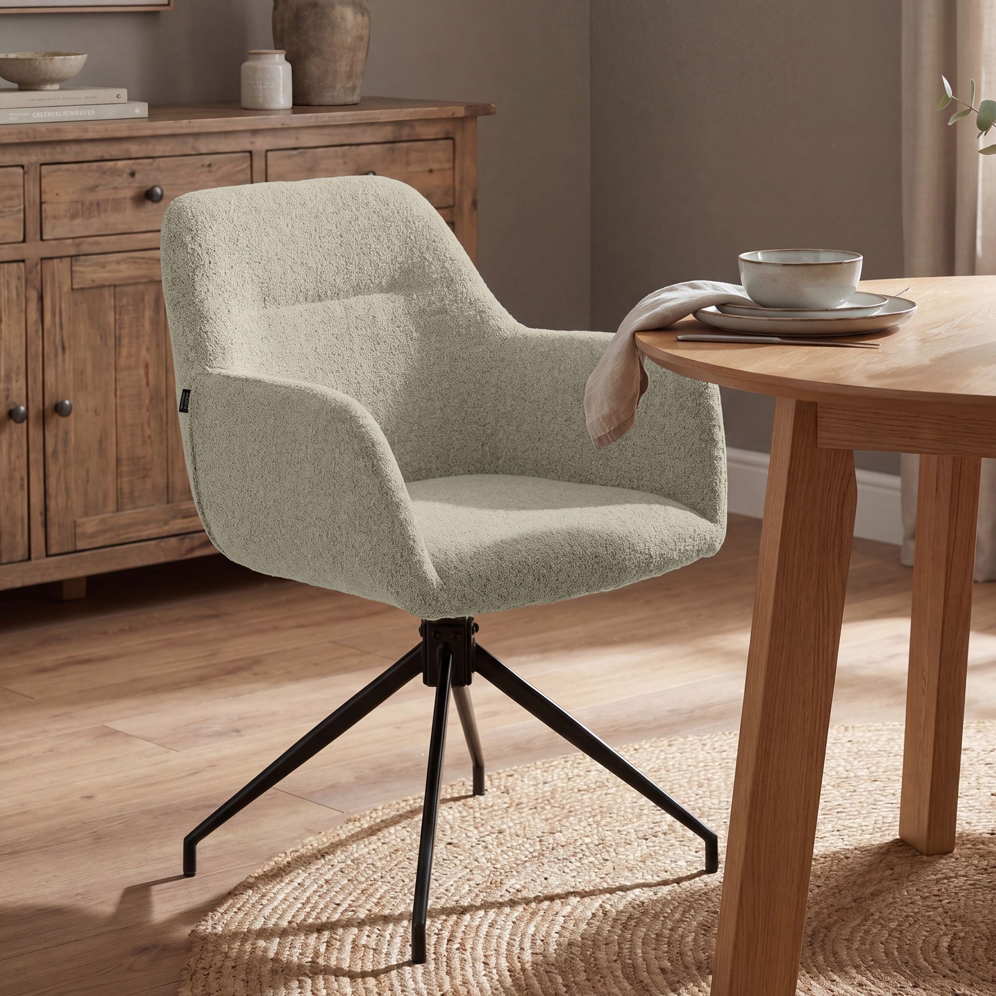 Set van 2 Eetkamerstoelen Merlinda met teddy stof