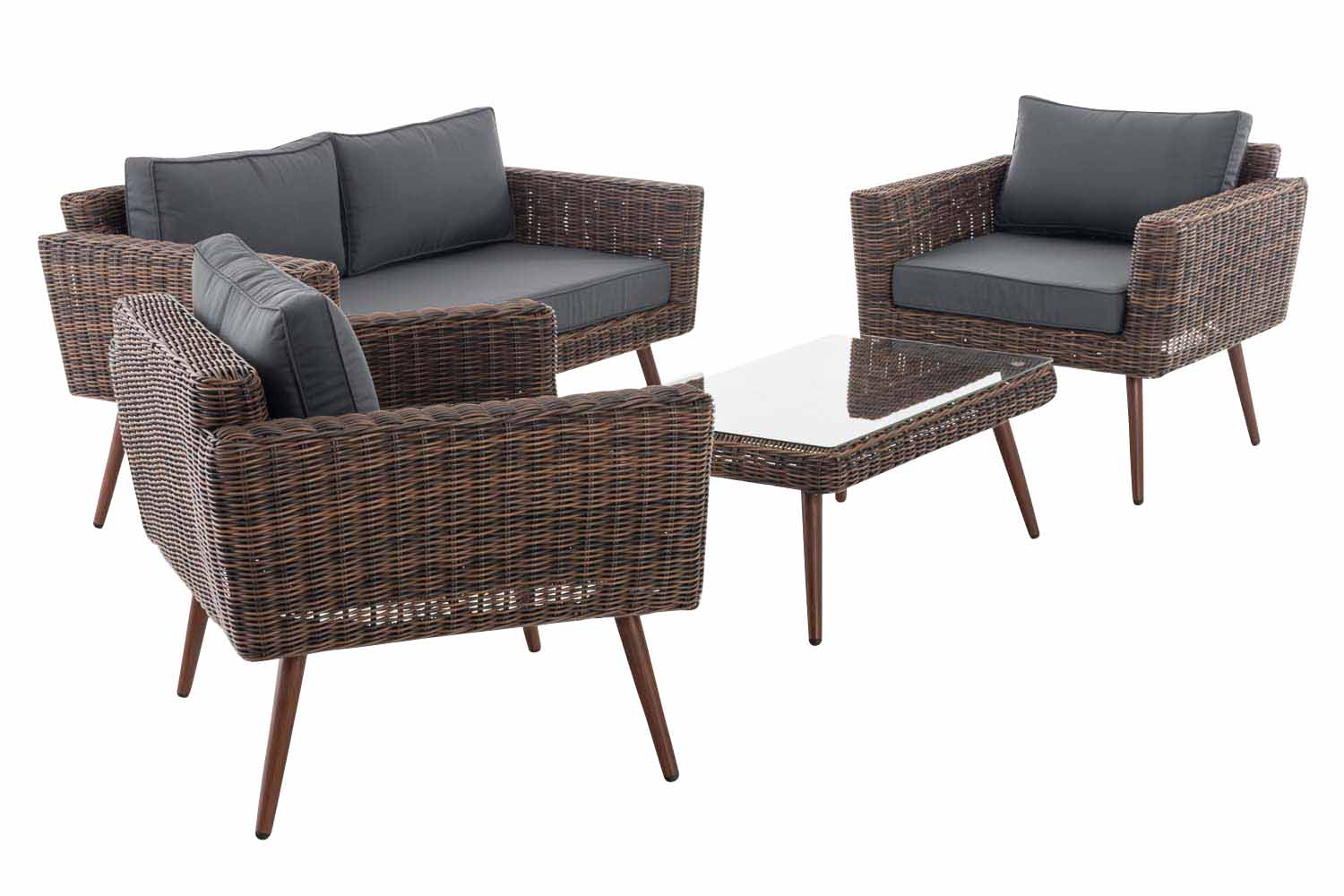Loungeset Kiruna  5 mm rond polyrattan - bruin gemeleerd