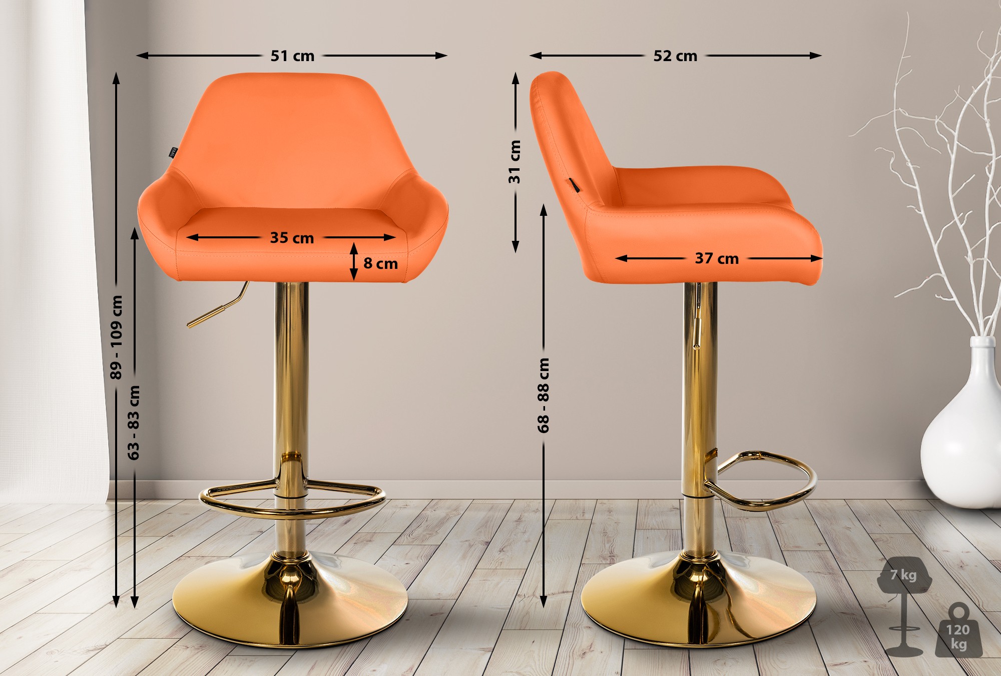 Set van 2 barkrukken Braga goud Kunstleer