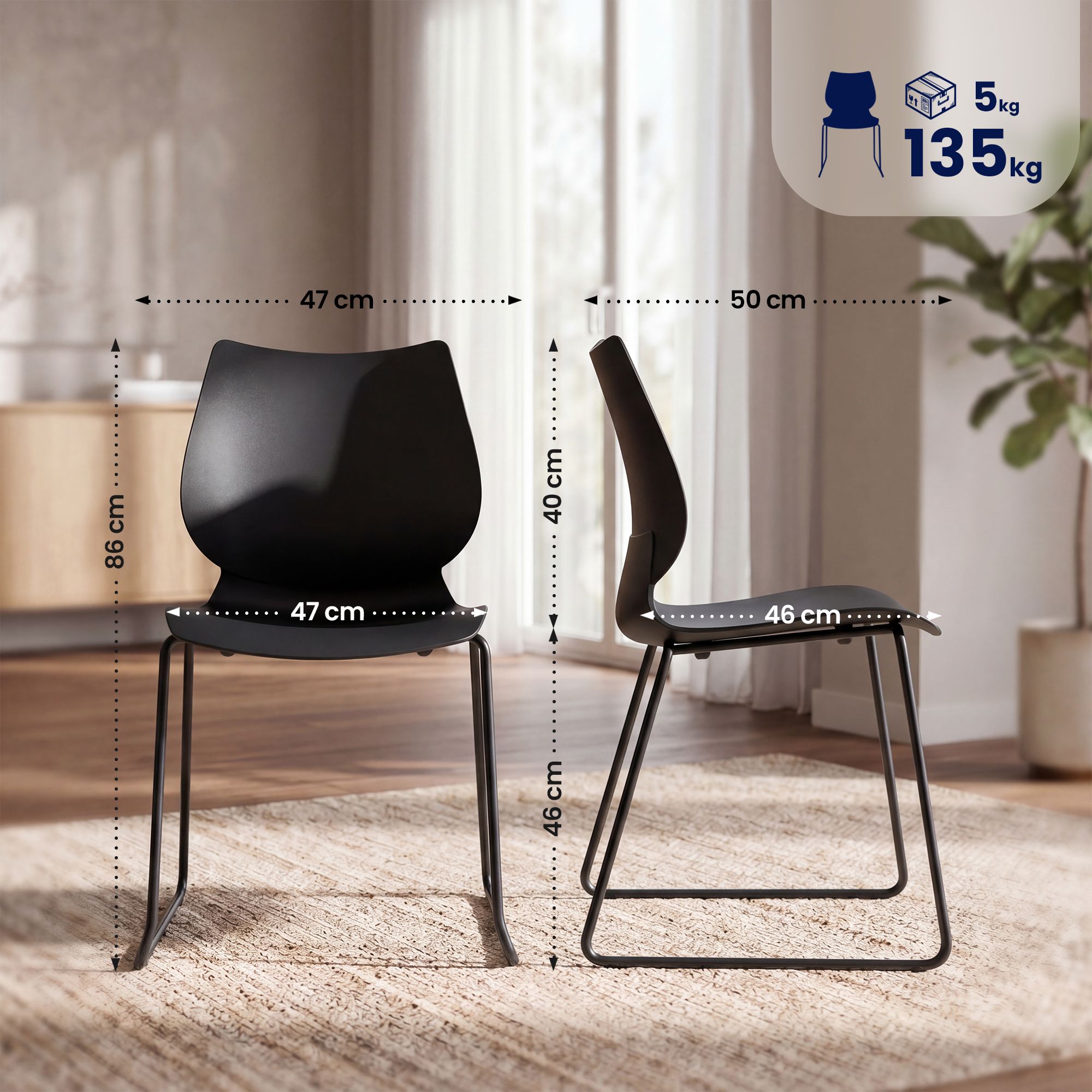 Set van 4 stapelstoelen Houma