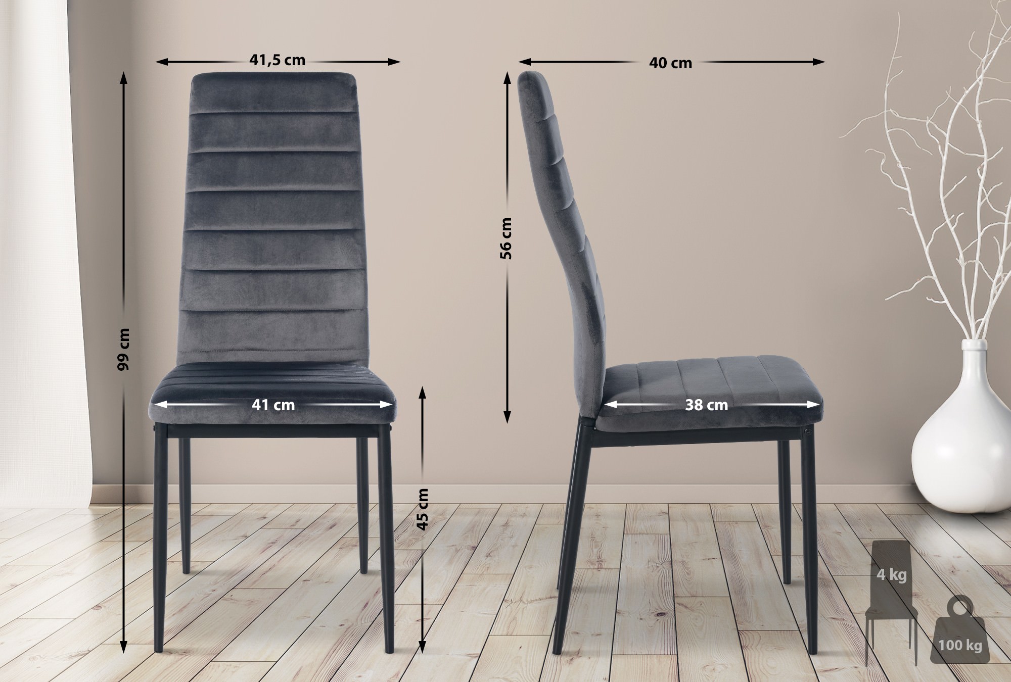 Set van 4 eetkamerstoelen Mayfair