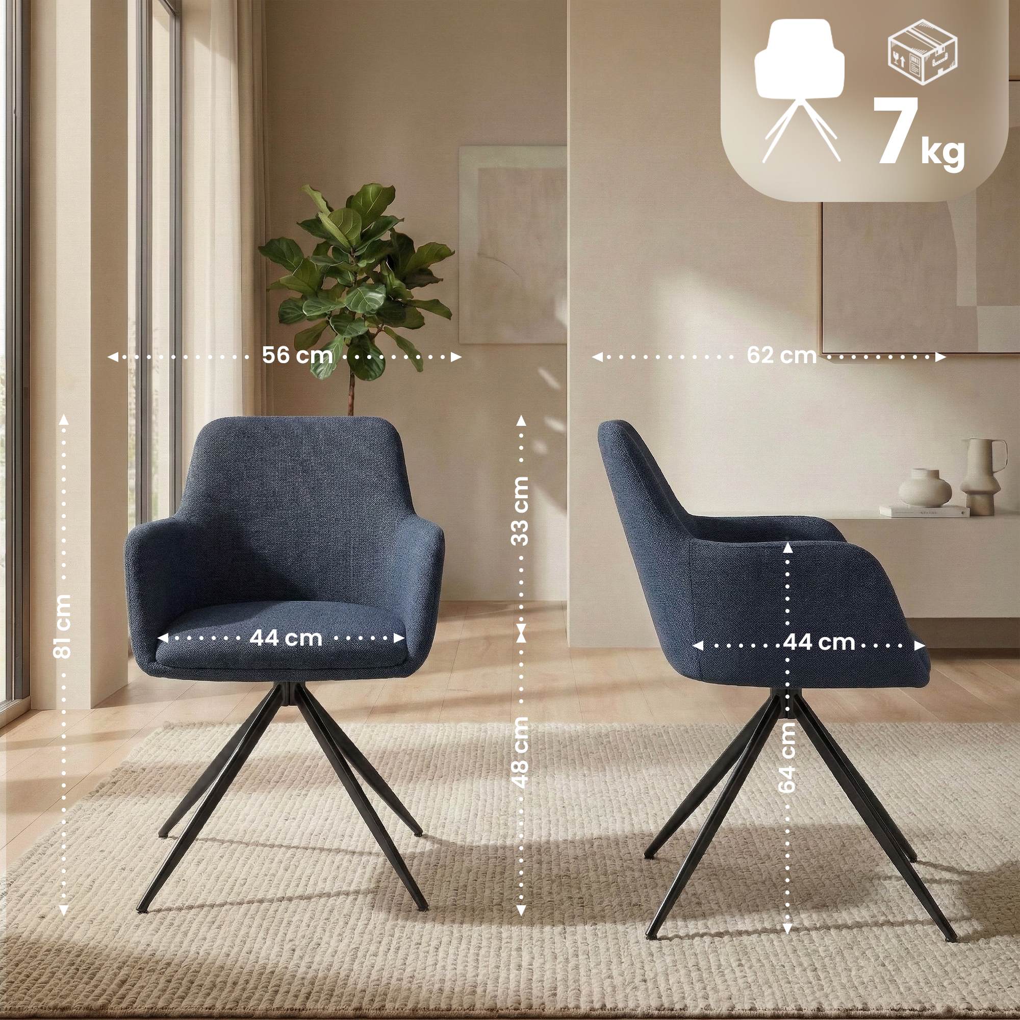 Set van 2 eetkamerstoelen Olema stof