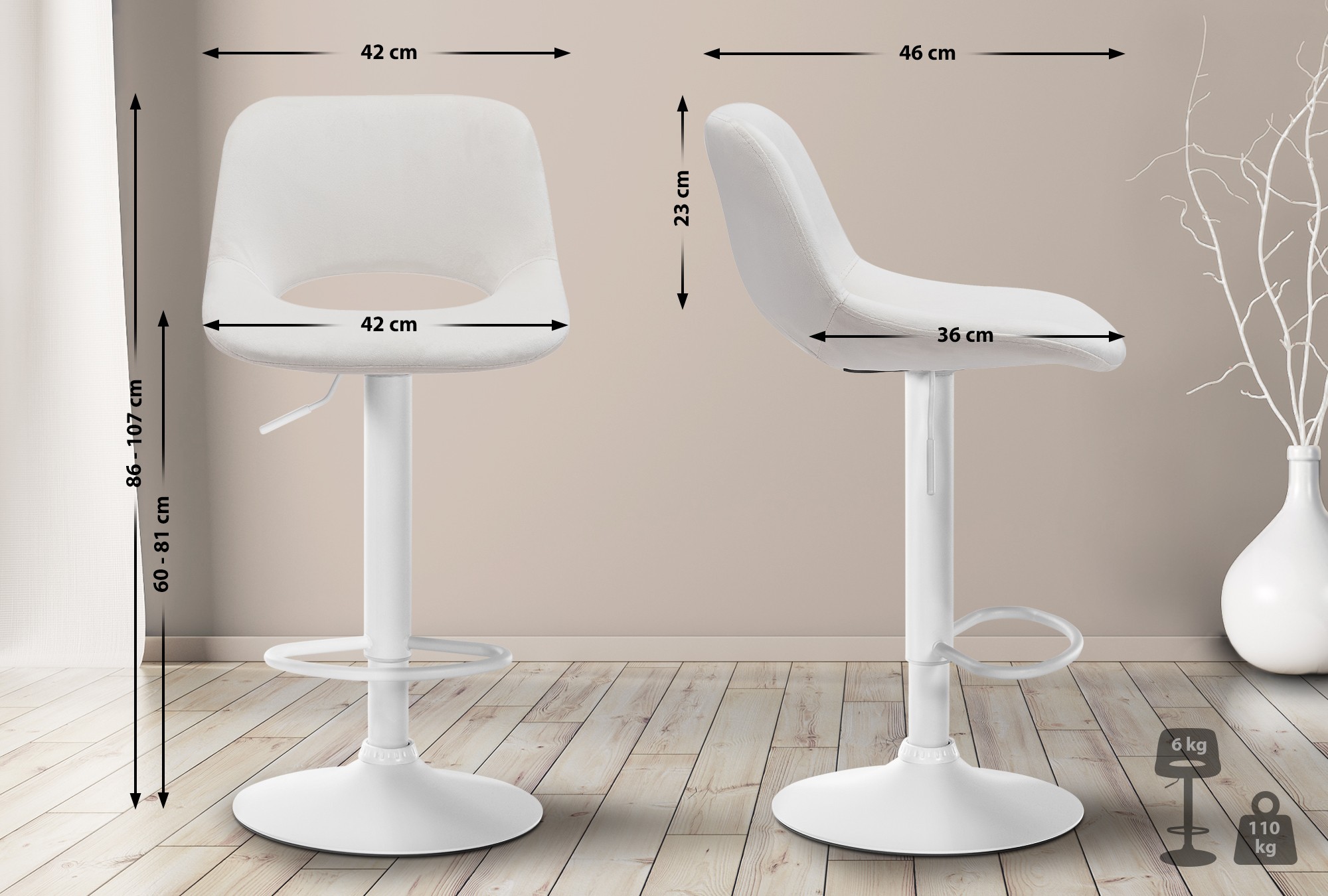 Set van 2 barkrukken Camden fluweel