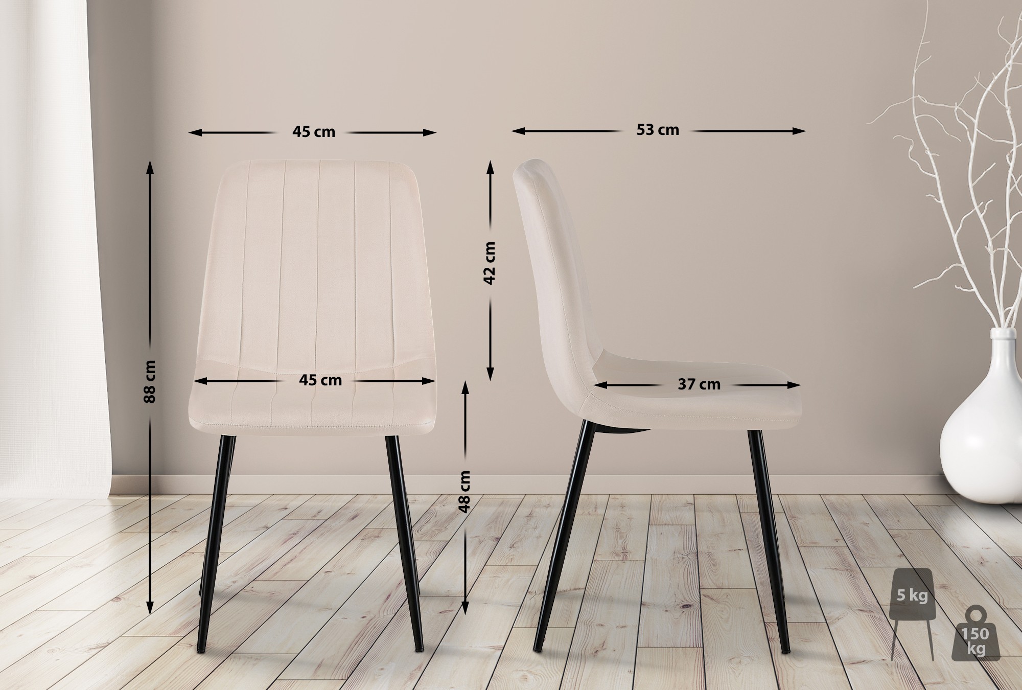 Set van 4 Dijon Eetkamerstoelen