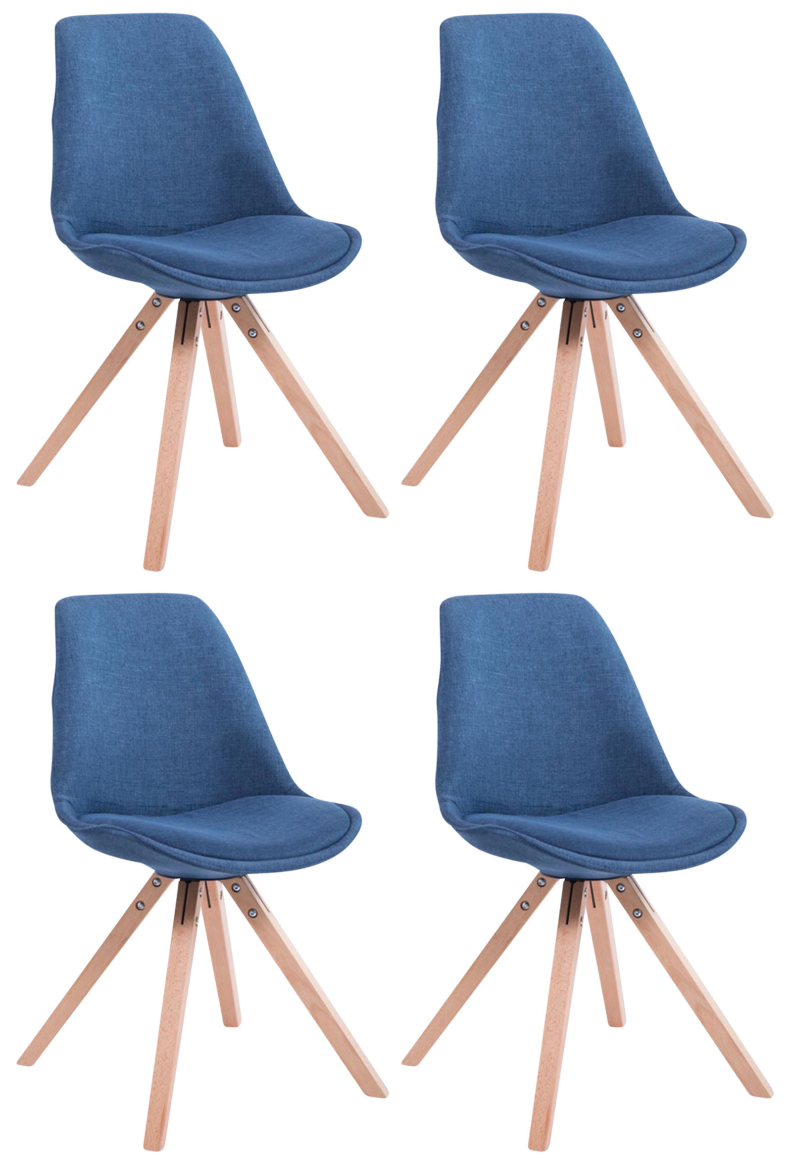 Set van 4 eetkamerstoelen Toulouse stof vierkant
