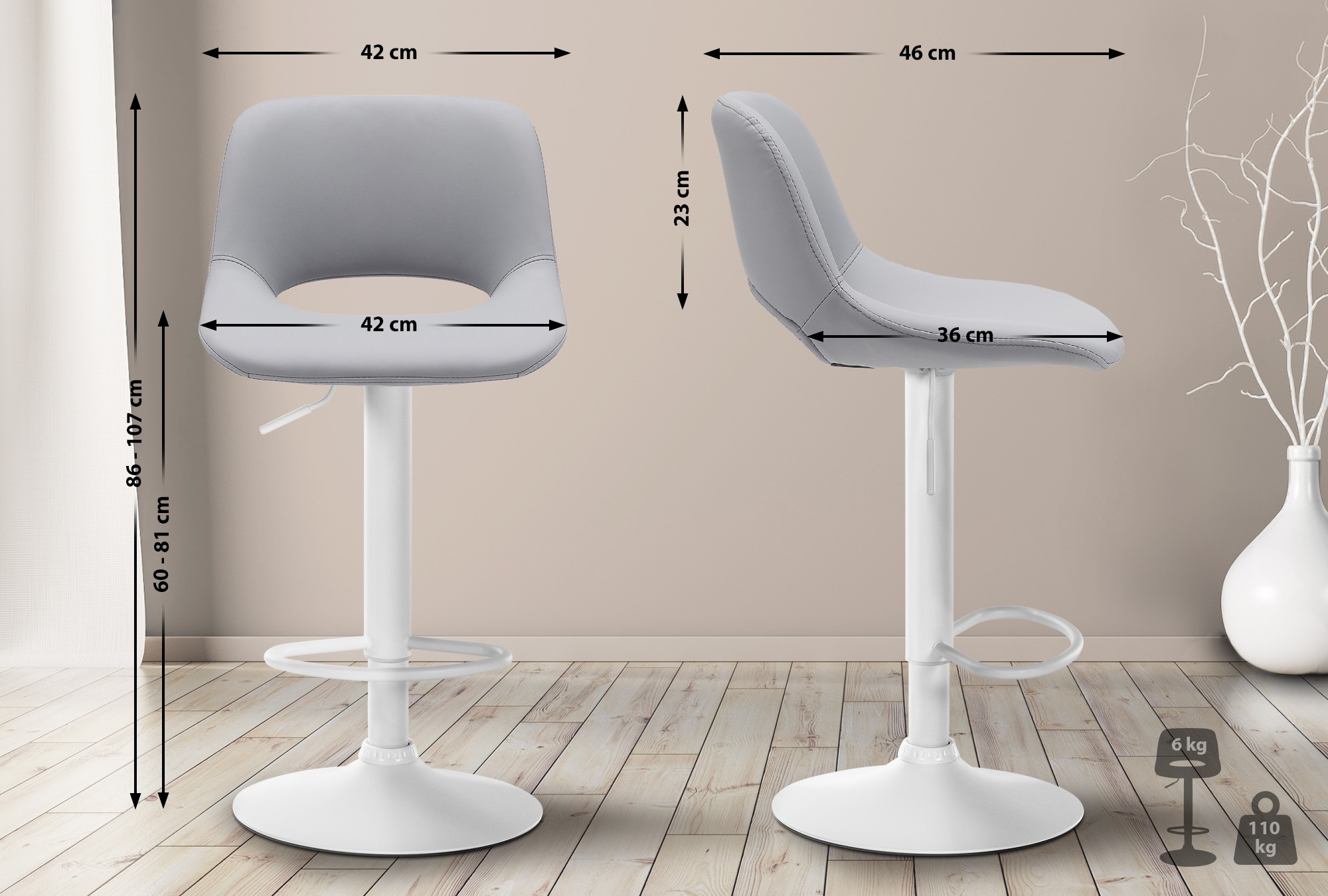 Set van 2 barkrukken Camden kunstleer