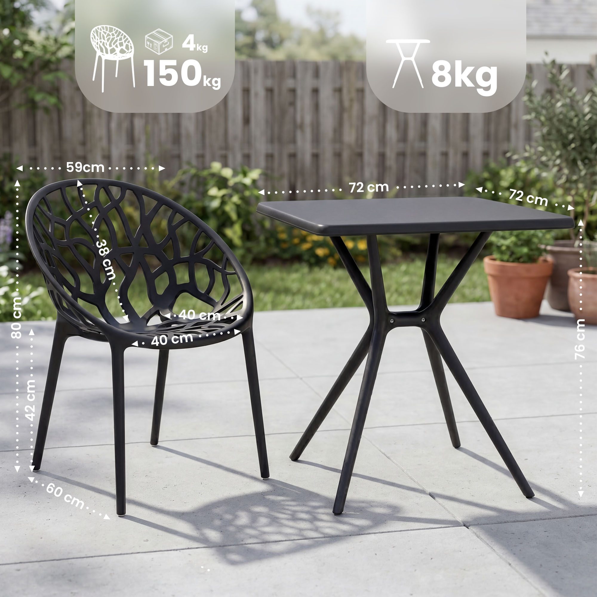 Tuinmeubelset Lumera met 2 stoelen