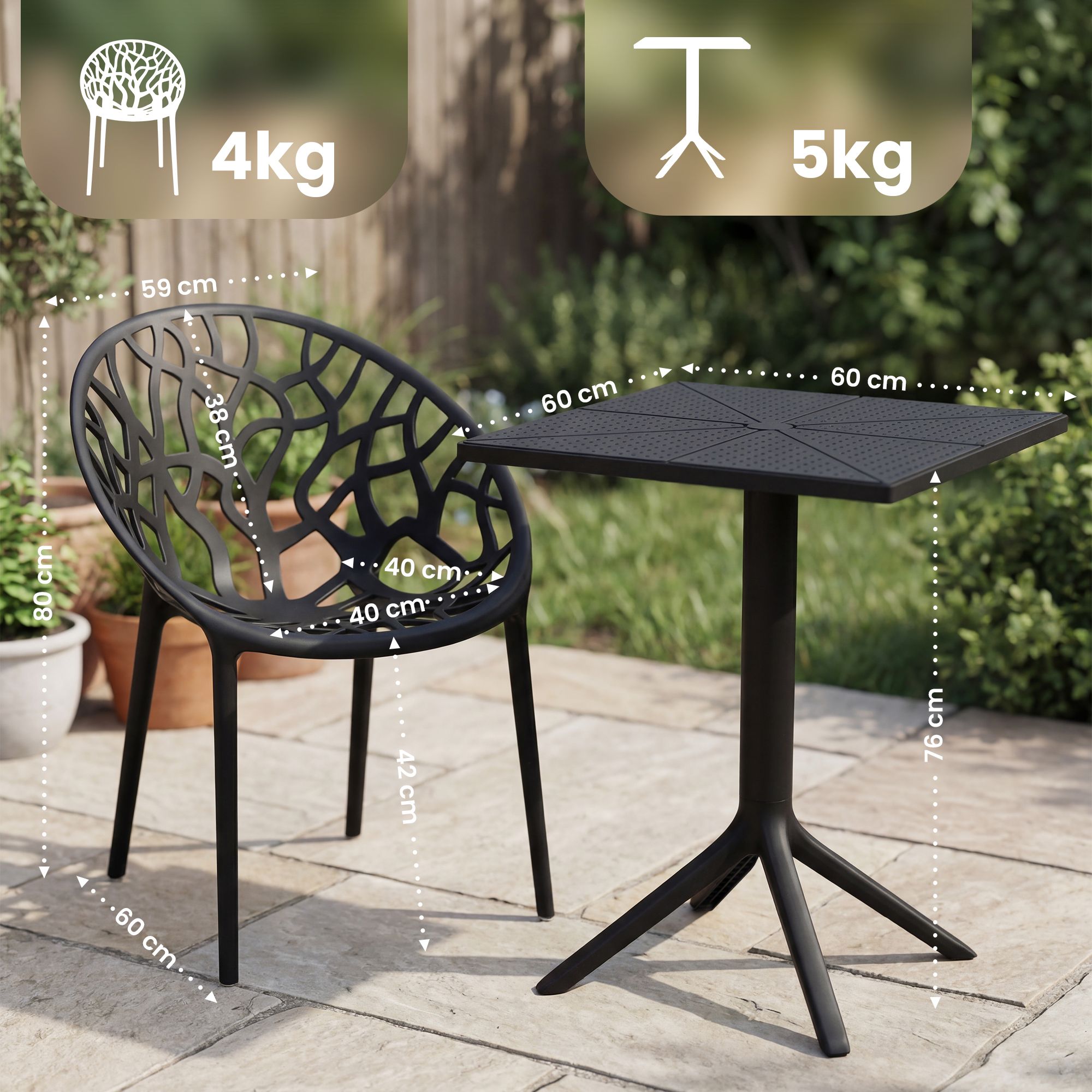 Tuinmeubelset Neriva met 4 stoelen