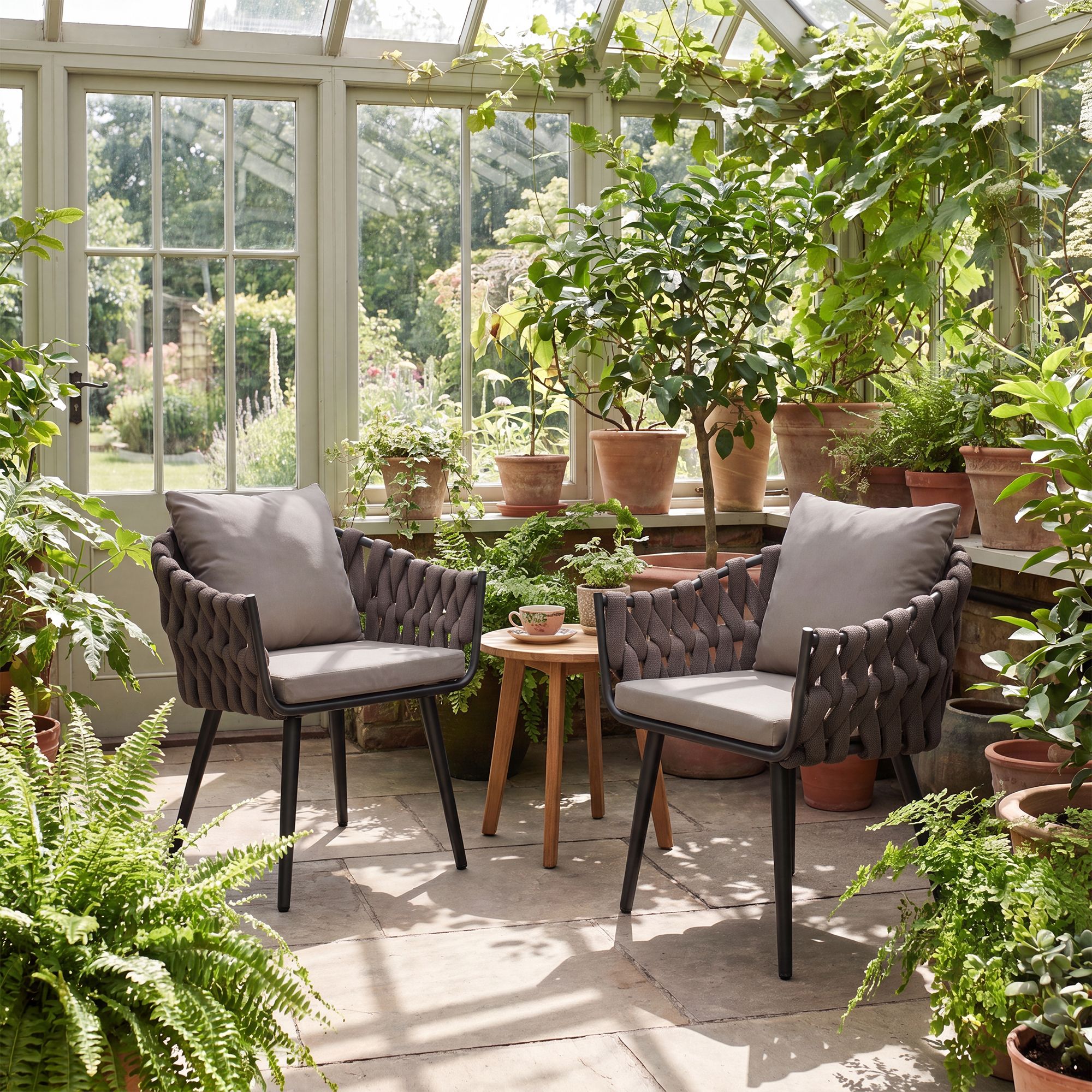 Tuinstoel Naxos taupe met zitkussen