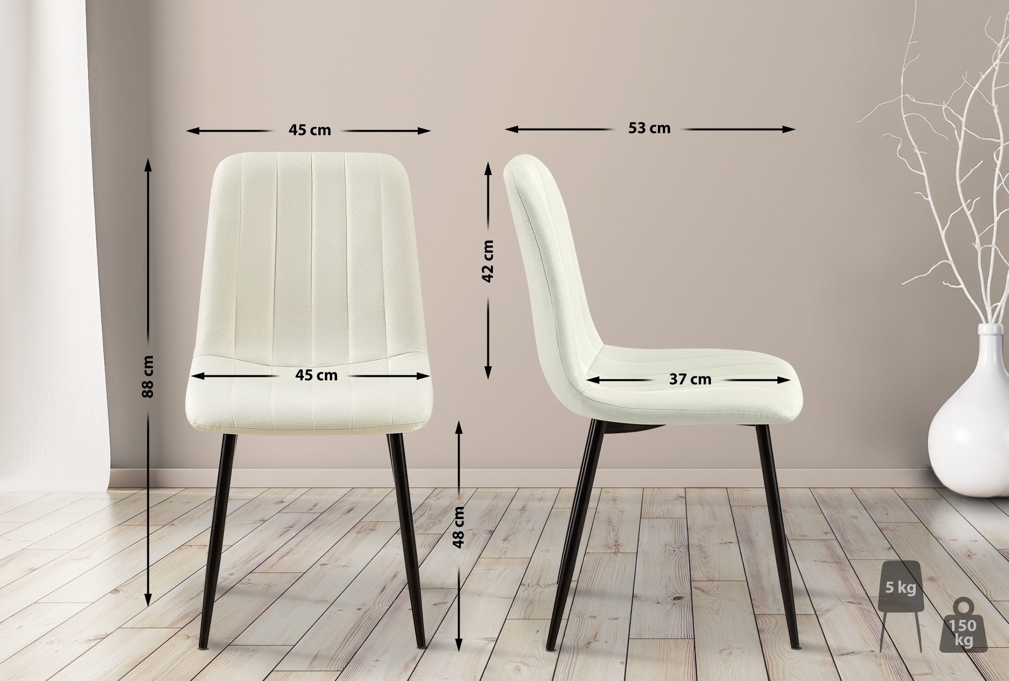 Set van 4 Dijon Eetkamerstoelen