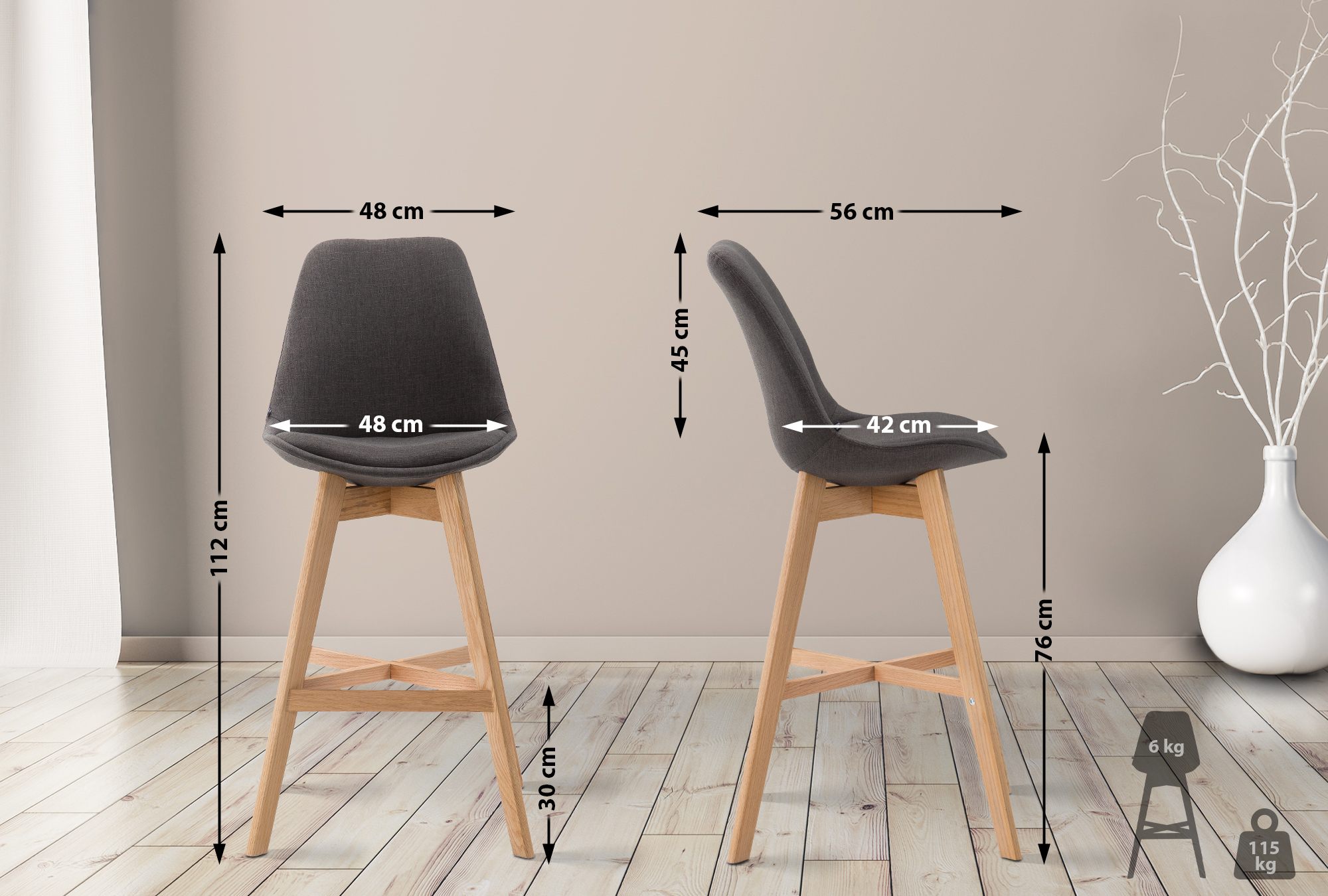 Set van 2 barkrukken Cannes stof
