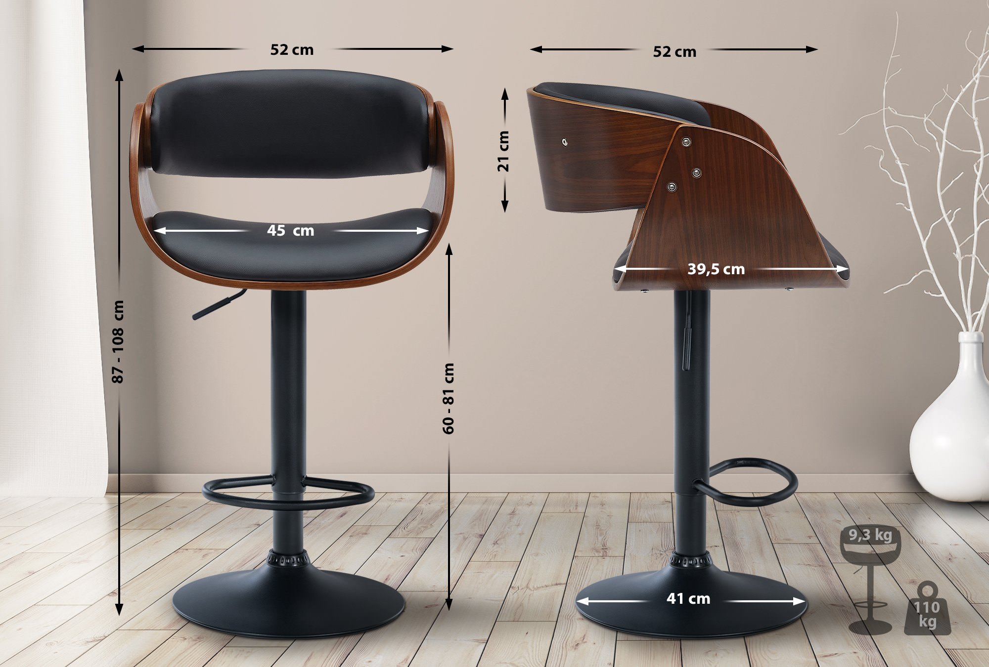 Set van 2 barkrukken Portmore kunstleer