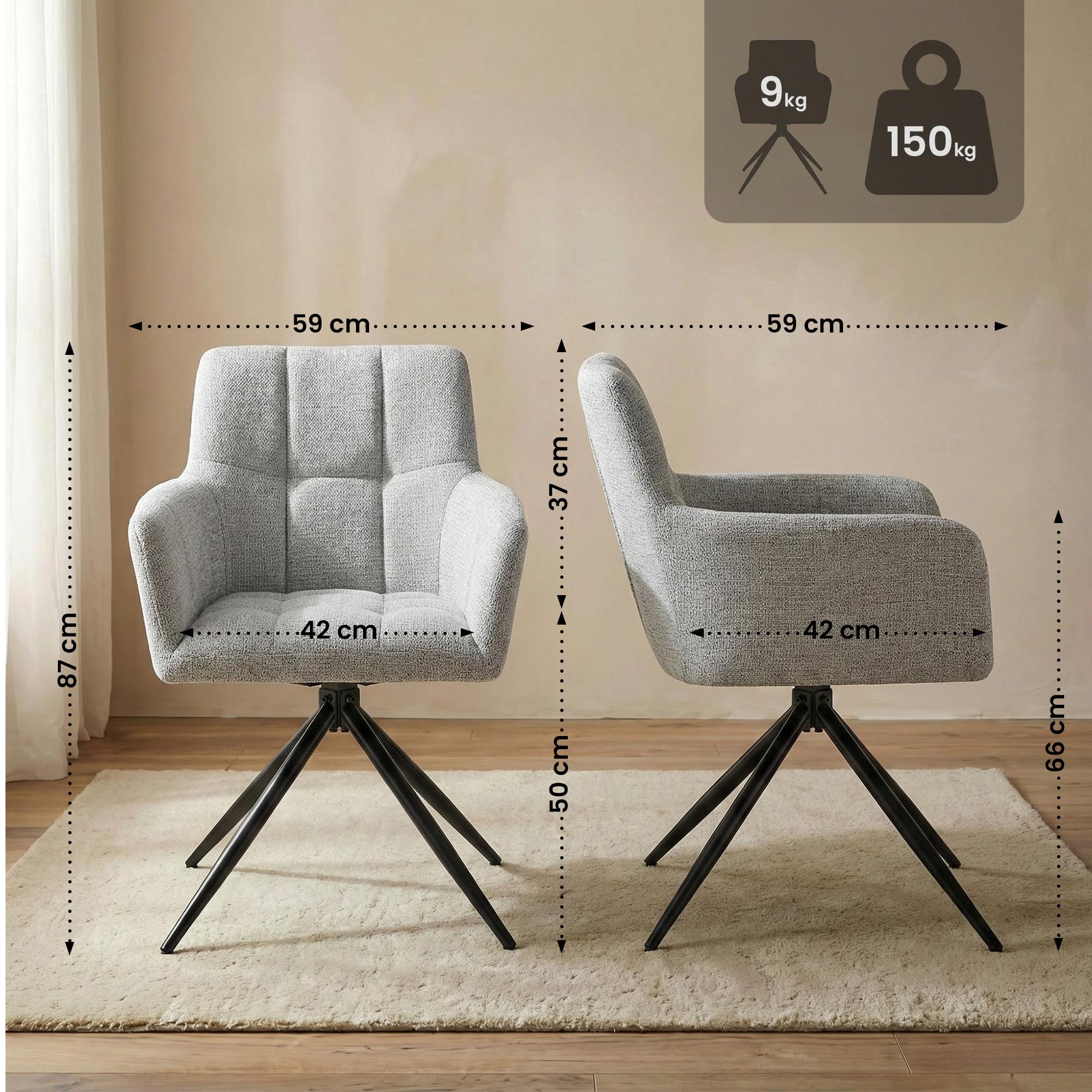 Set van 2 eetkamerstoelen Jonah stof