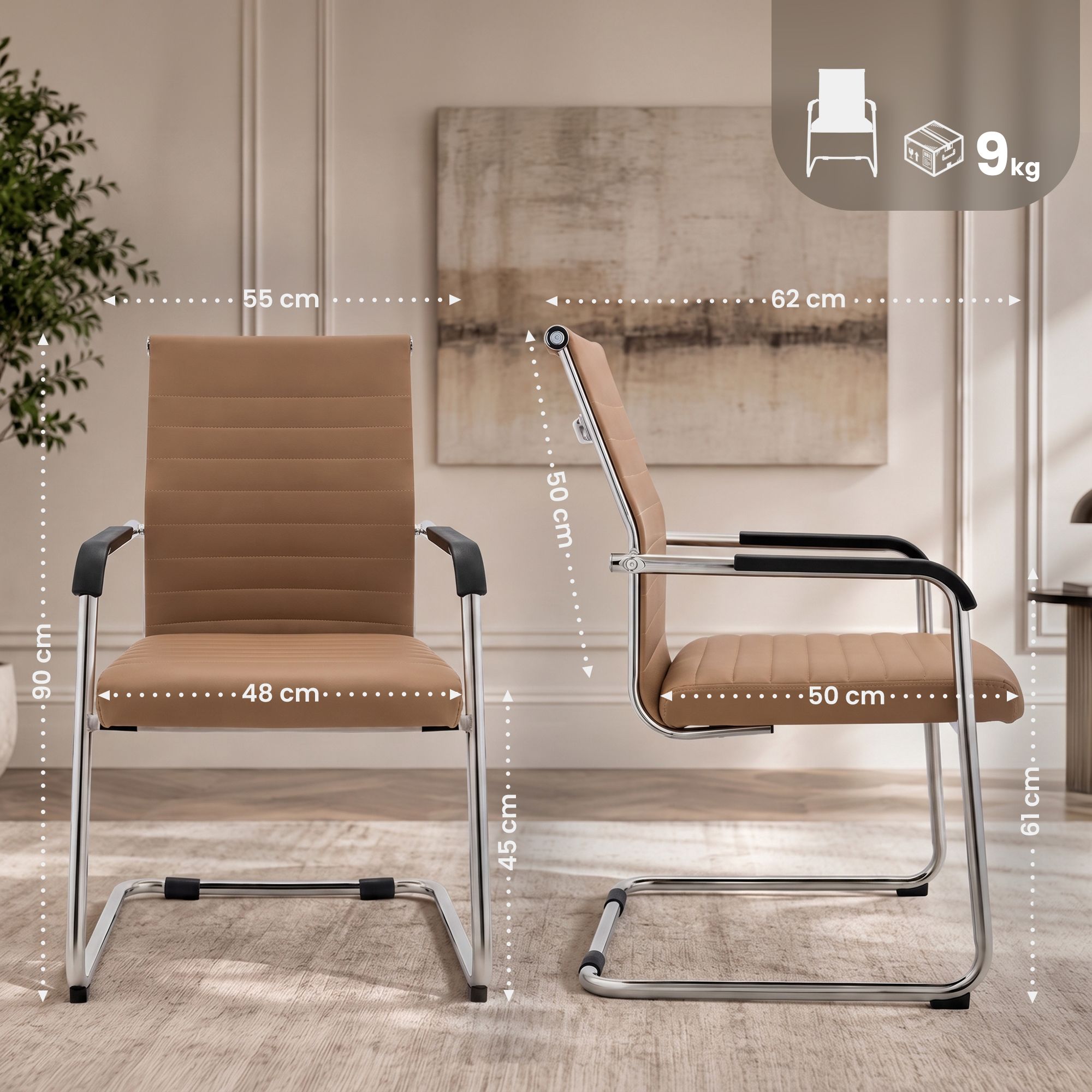 Set van 2 eetkamerstoelen Hakon lederlook