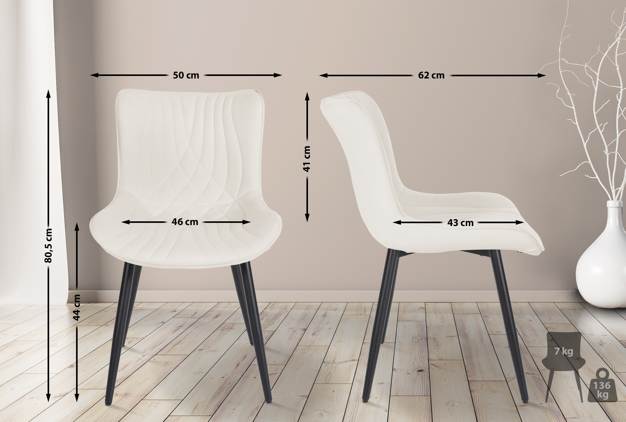 Set van 2 eetkamerstoelen Brady